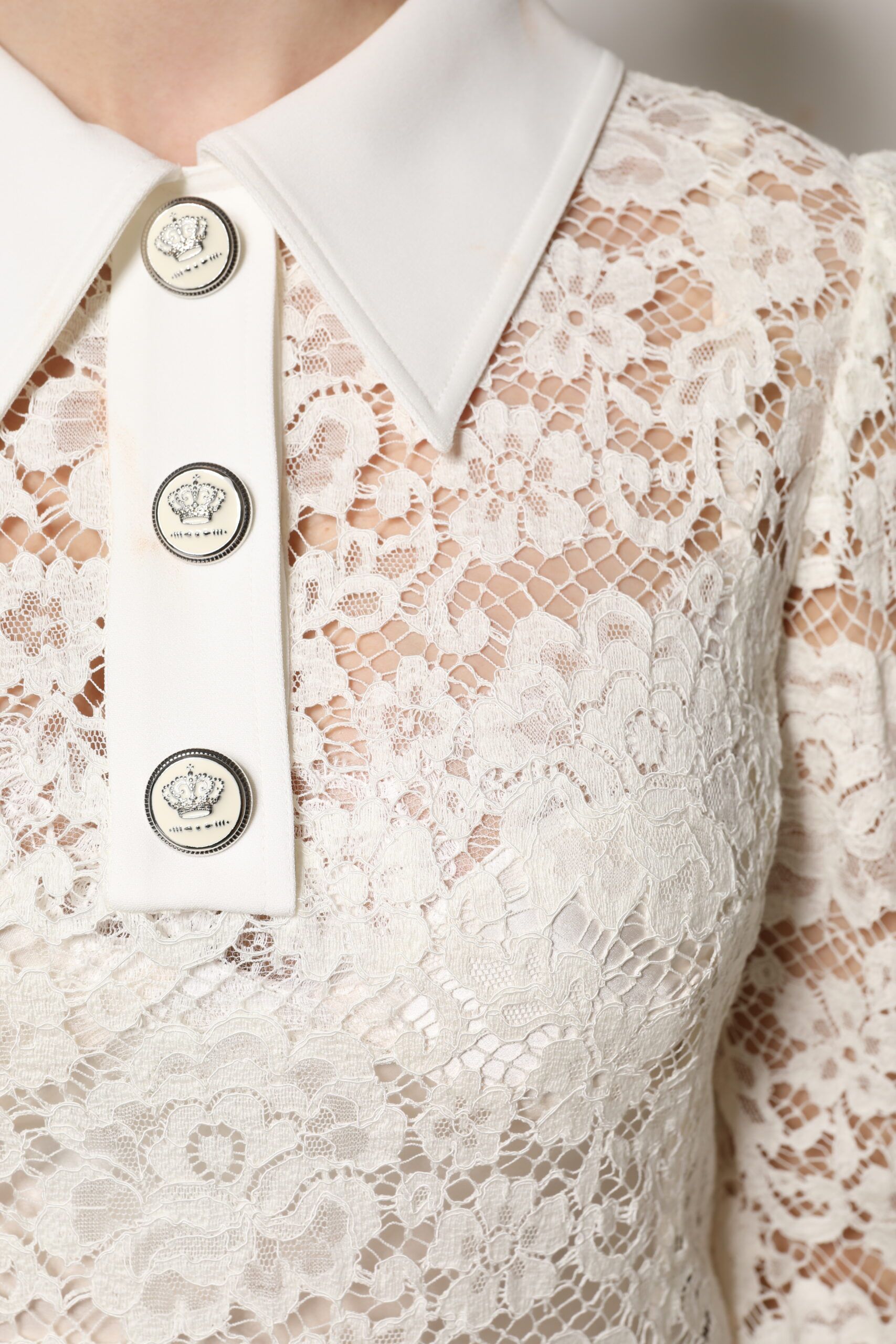 White Floral Lace Long Sleeves Shift Women's Dress (Pre-Owned) - Dolce & Gabbana - Modalova