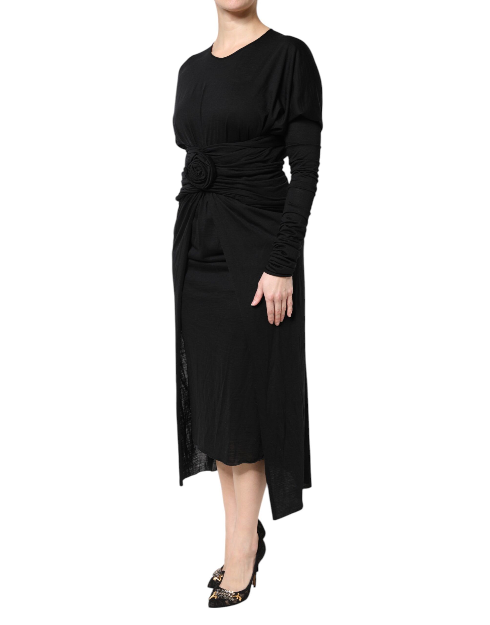 Wool Long Sleeves Sheath Midi Women's Dress - Dolce & Gabbana - Modalova