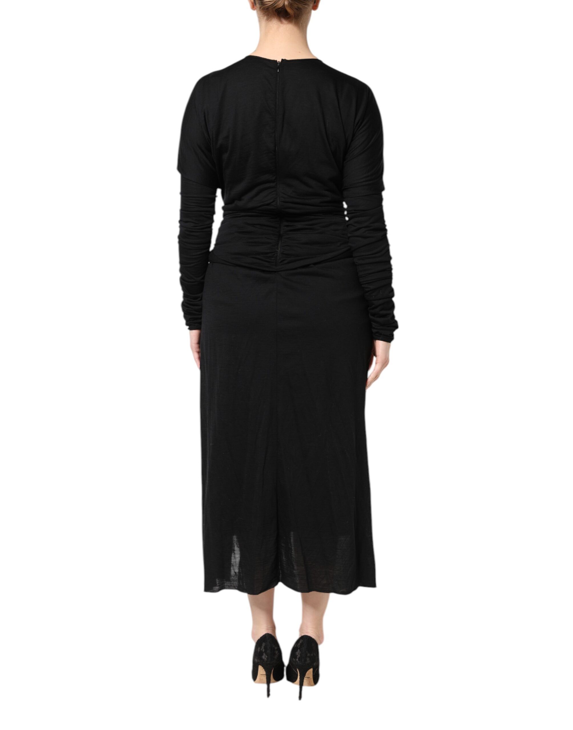 Wool Long Sleeves Sheath Midi Women's Dress - Dolce & Gabbana - Modalova