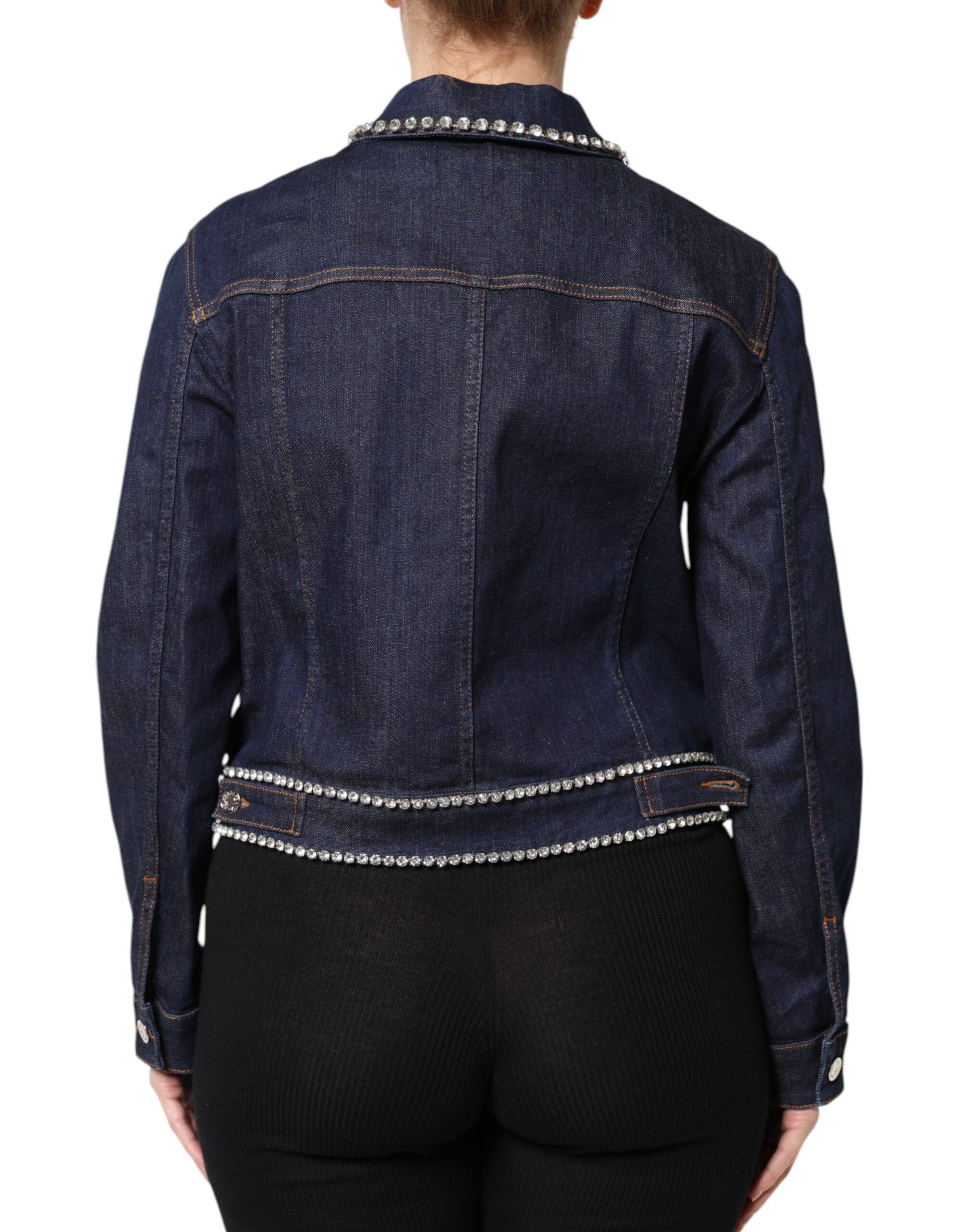 Denim Cotton Crystal Embellished Women's Jacket - Dolce & Gabbana - Modalova