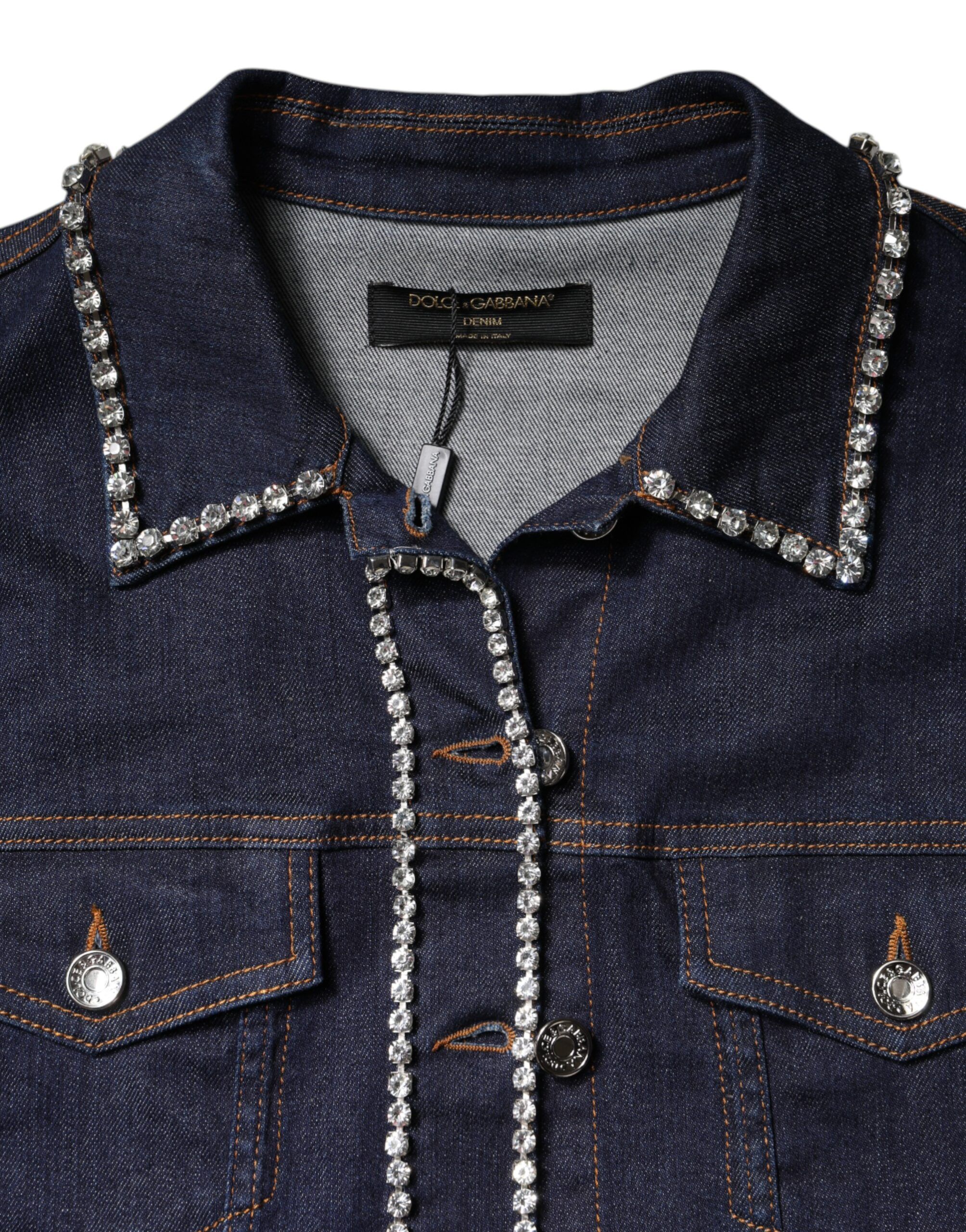 Denim Cotton Crystal Embellished Women's Jacket - Dolce & Gabbana - Modalova