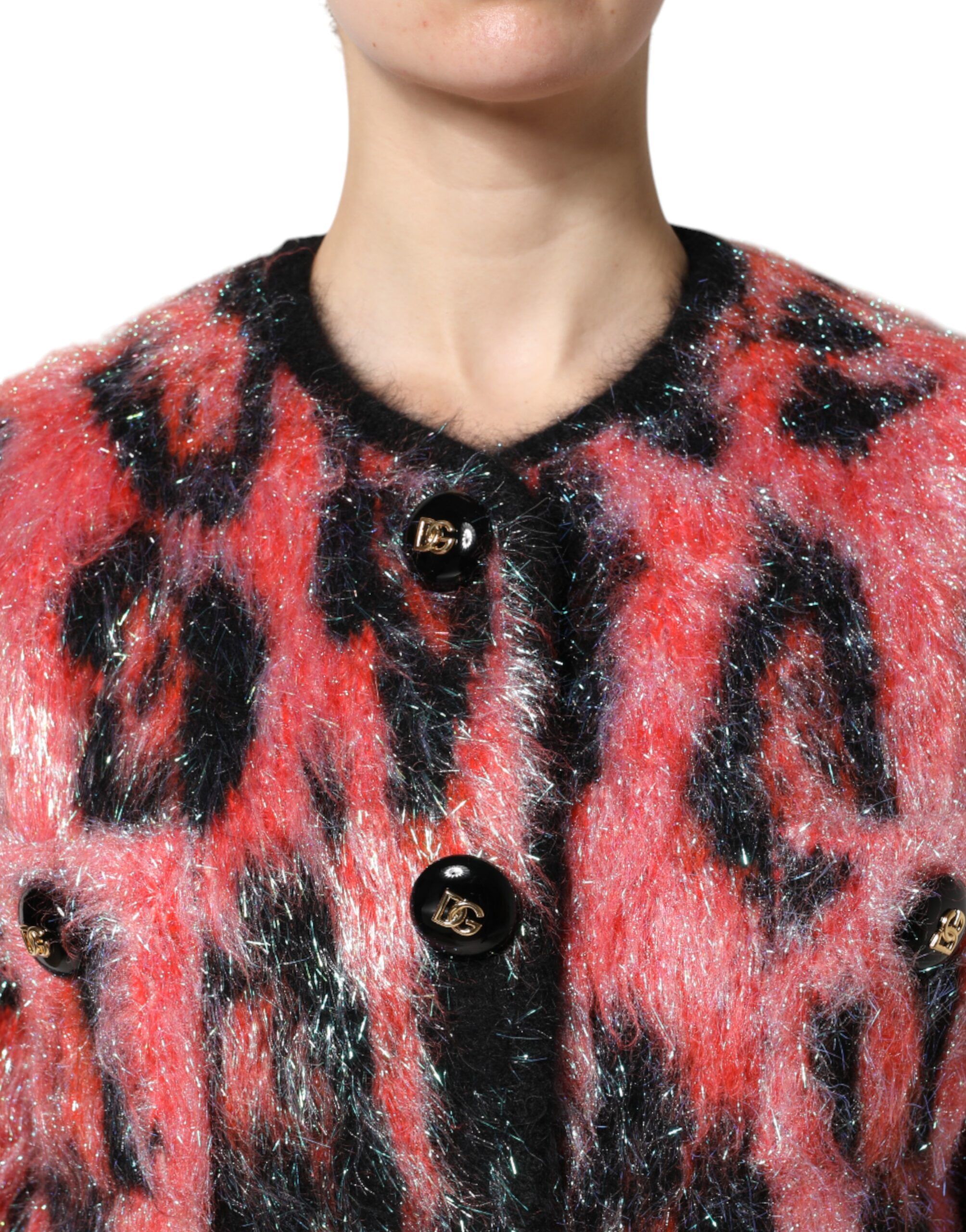 Red Mohair Wool Button Down Cardigan Women's Sweater - Dolce & Gabbana - Modalova
