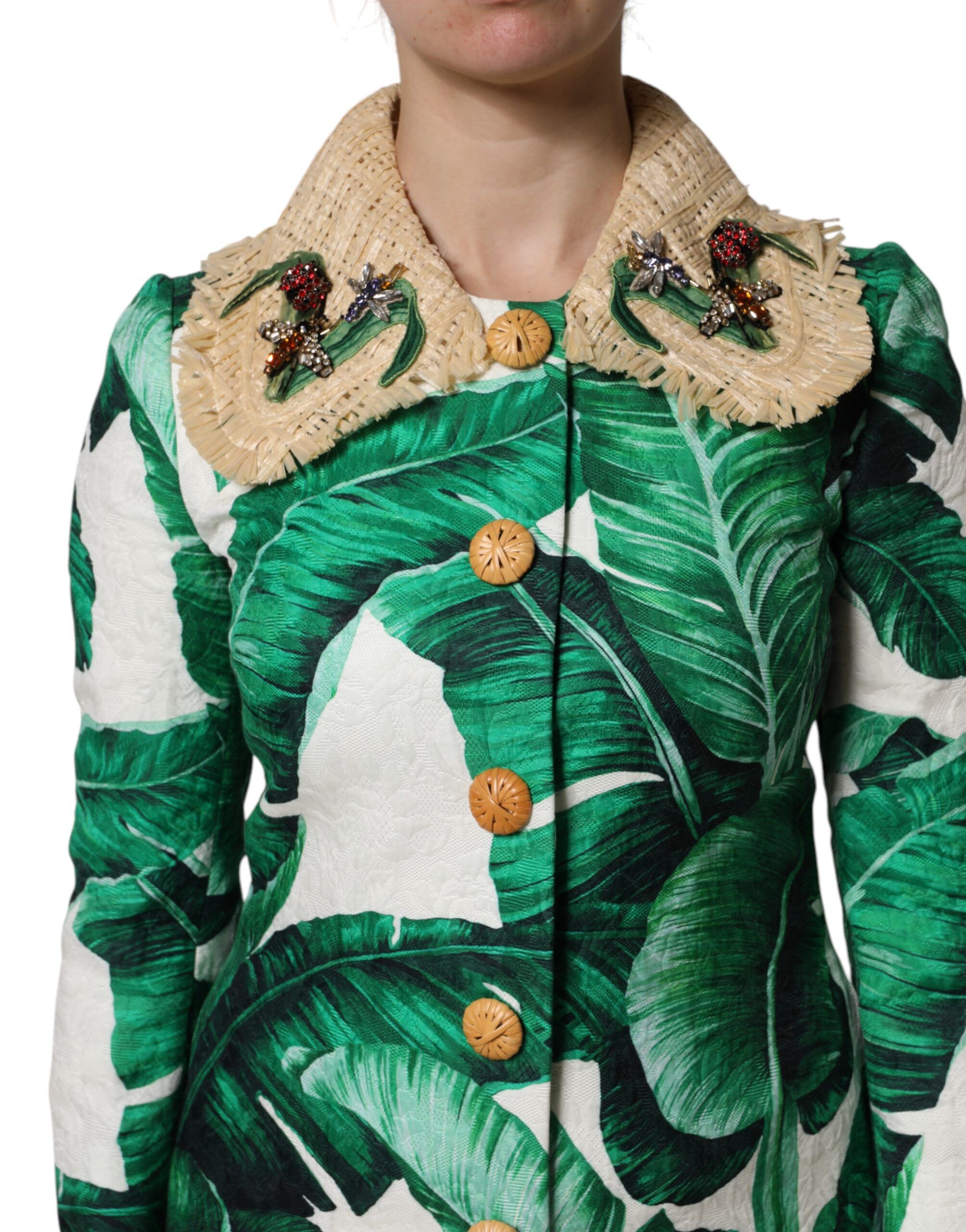 Leaf Print Embellished Trenchcoat Women's Jacket - Dolce & Gabbana - Modalova