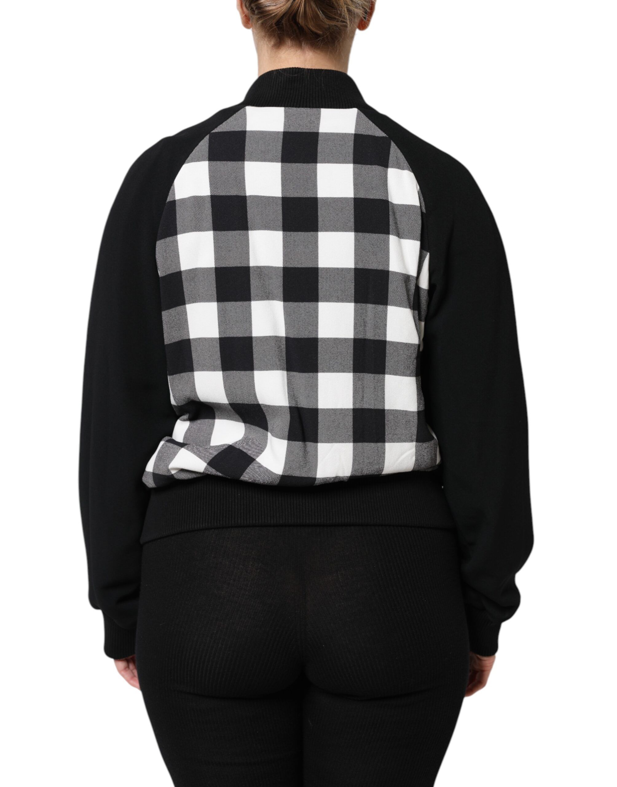 Black White Check Floral Button Down Women's Jacket - Dolce & Gabbana - Modalova