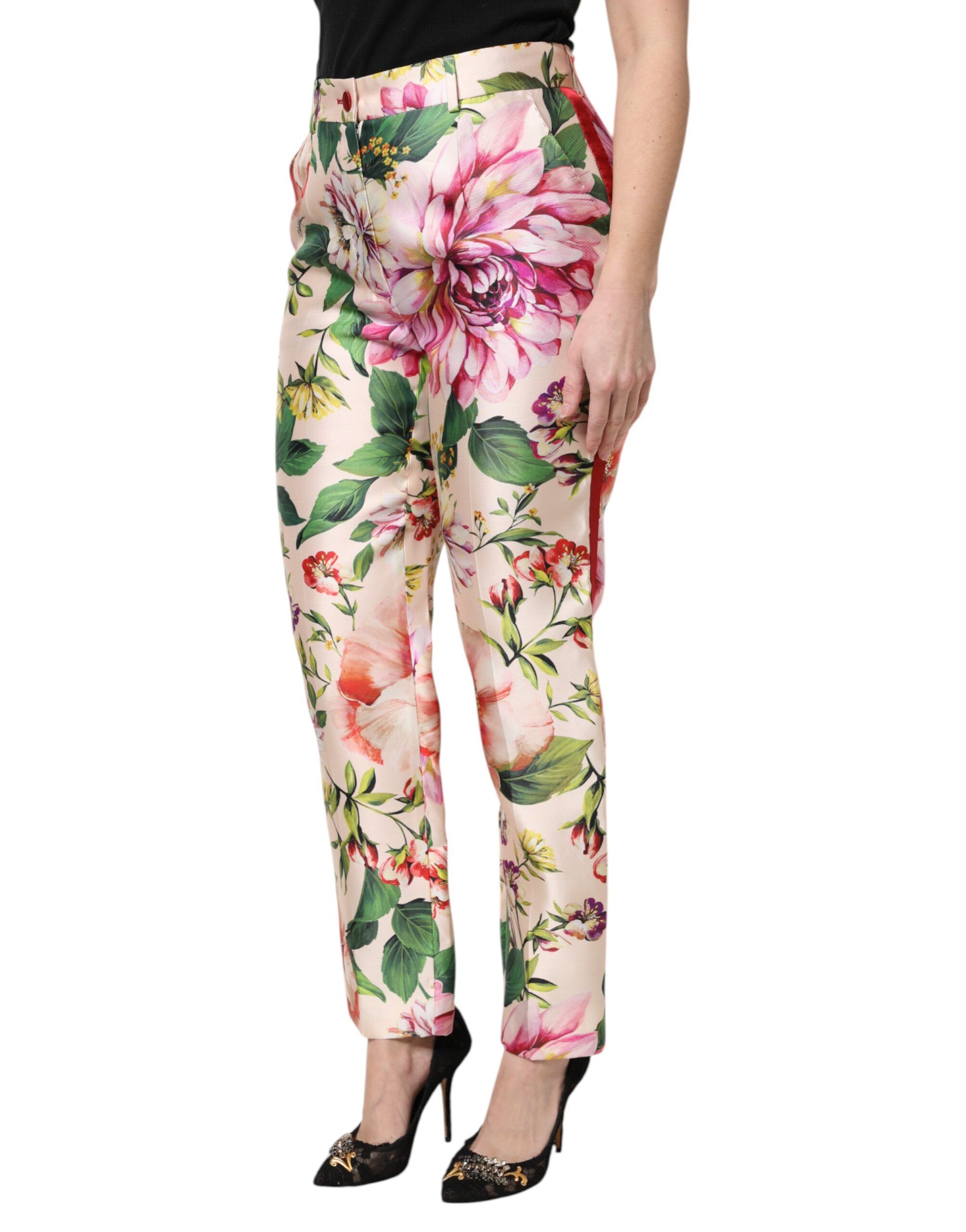Floral High Waist Straight Women's Pants - Dolce & Gabbana - Modalova