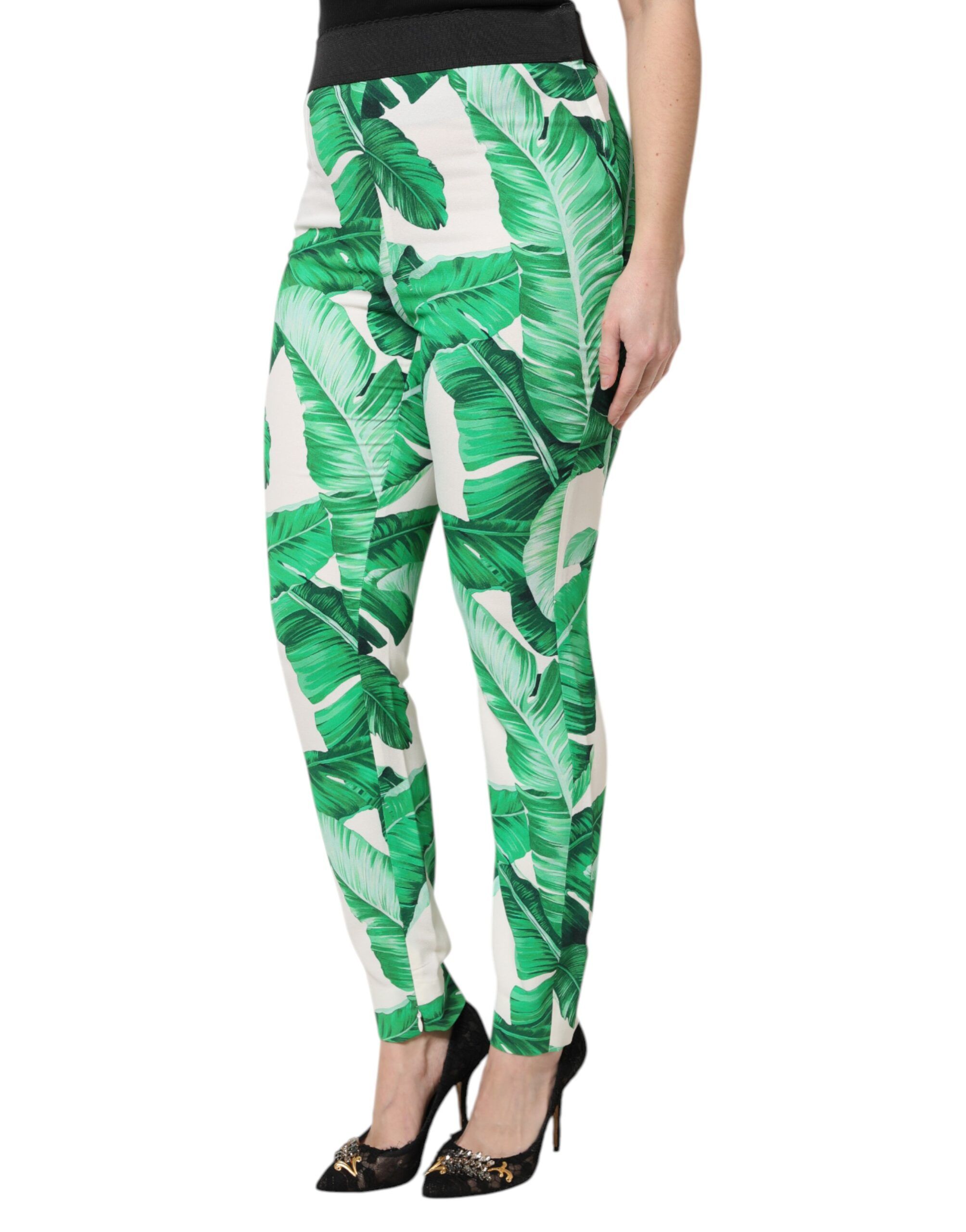 Green Leaf High Waist Women's Pants - Dolce & Gabbana - Modalova