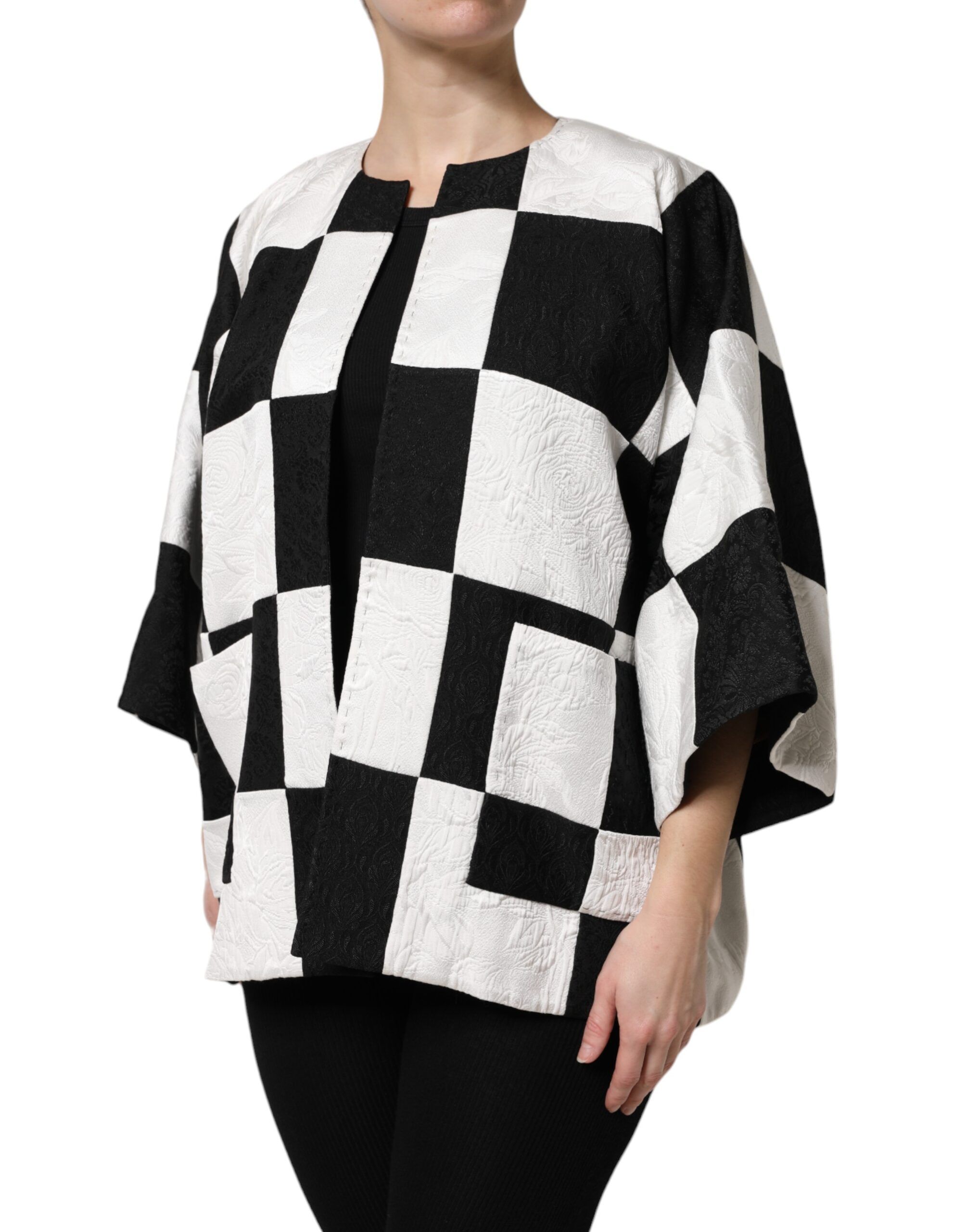 White Black Patchwork Jacquard Blazer Women's Jacket - Dolce & Gabbana - Modalova