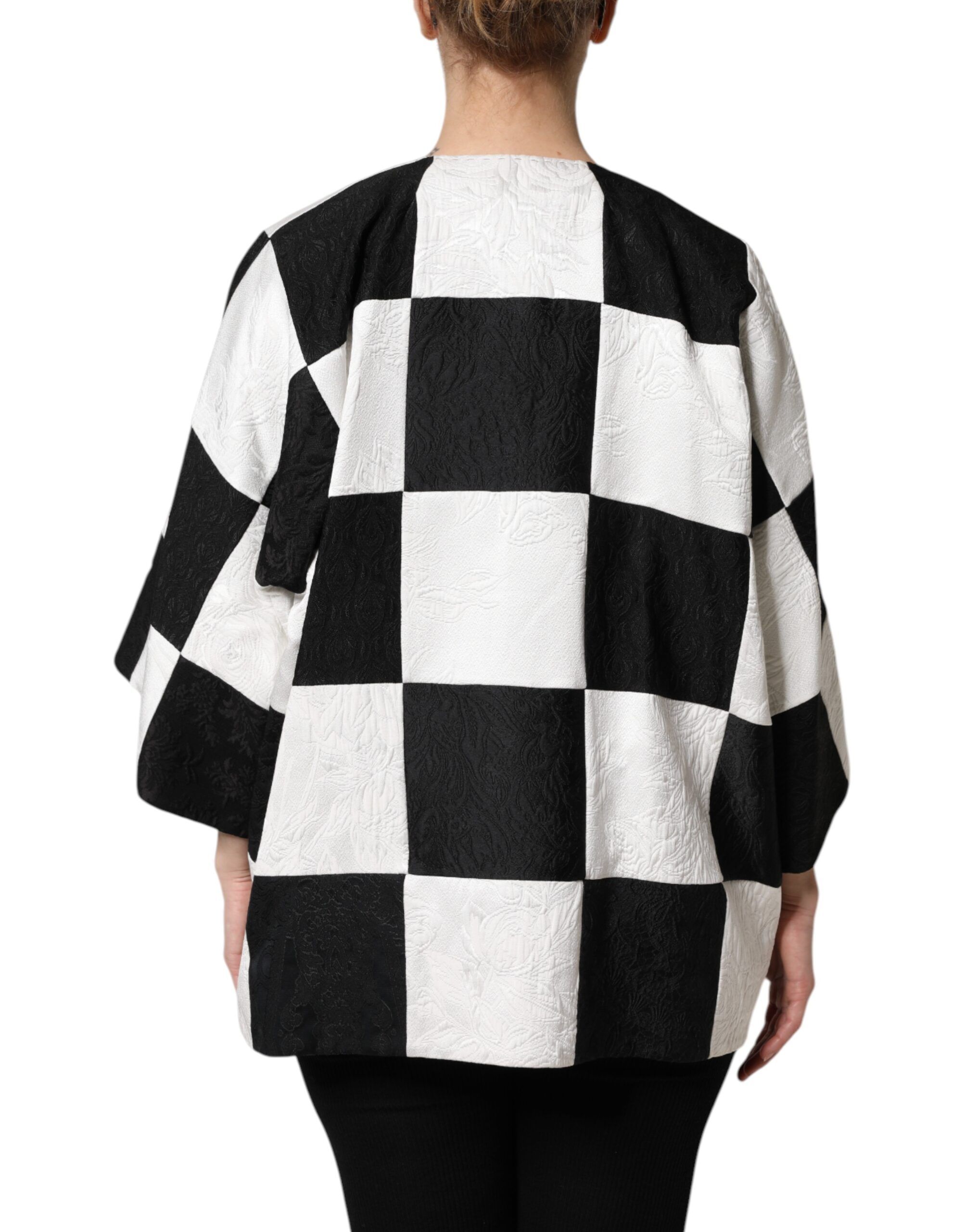 White Black Patchwork Jacquard Blazer Women's Jacket - Dolce & Gabbana - Modalova