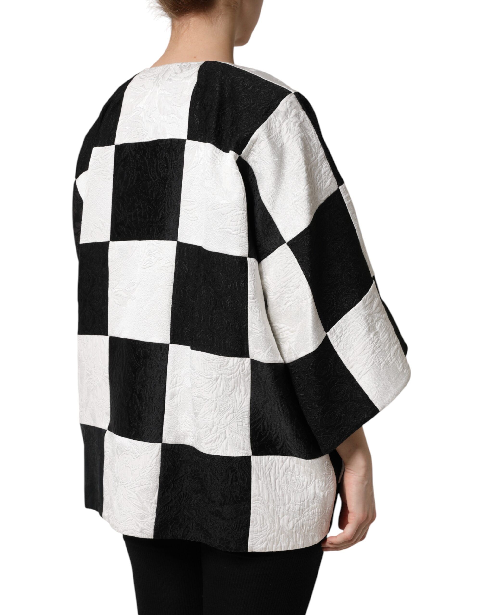 White Black Patchwork Jacquard Blazer Women's Jacket - Dolce & Gabbana - Modalova