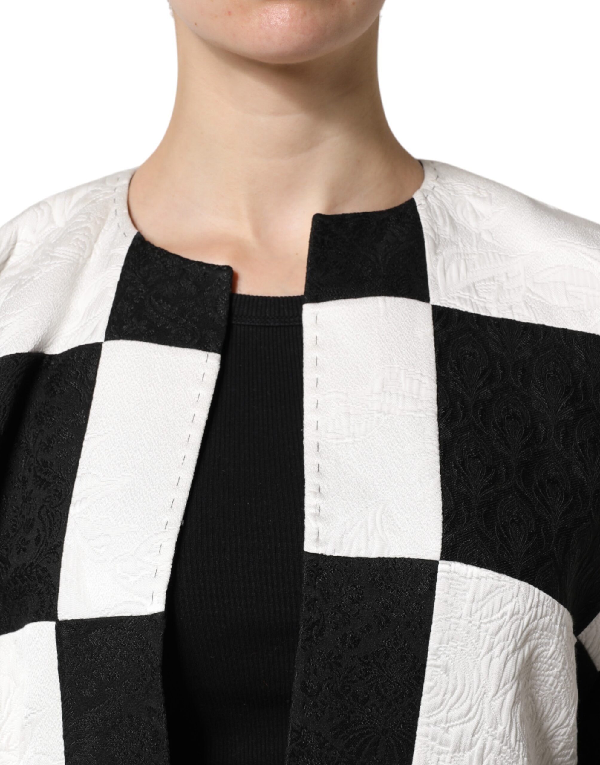 White Black Patchwork Jacquard Blazer Women's Jacket - Dolce & Gabbana - Modalova