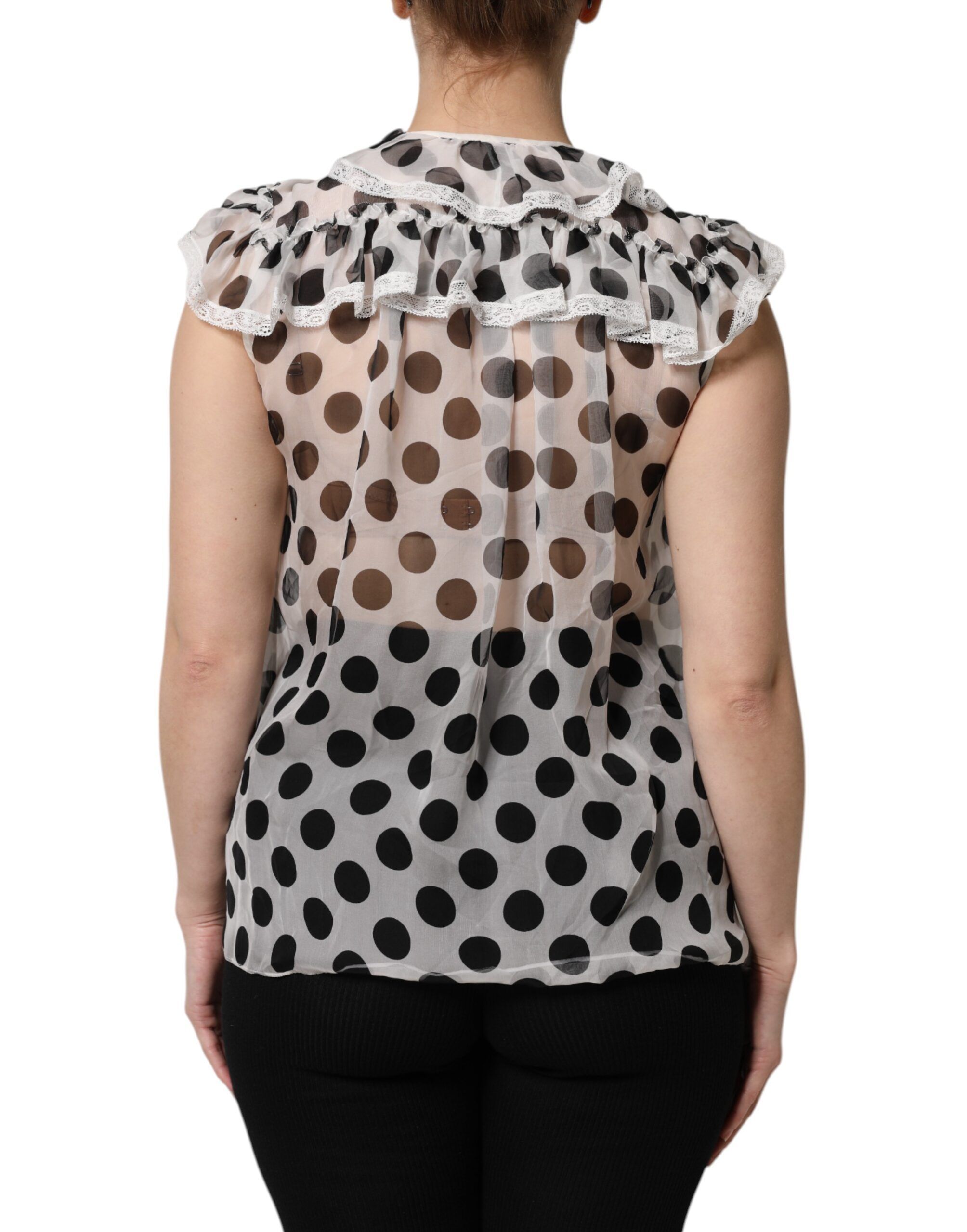 Polka Dot Cotton Sleeveless Women's Top - Dolce & Gabbana - Modalova