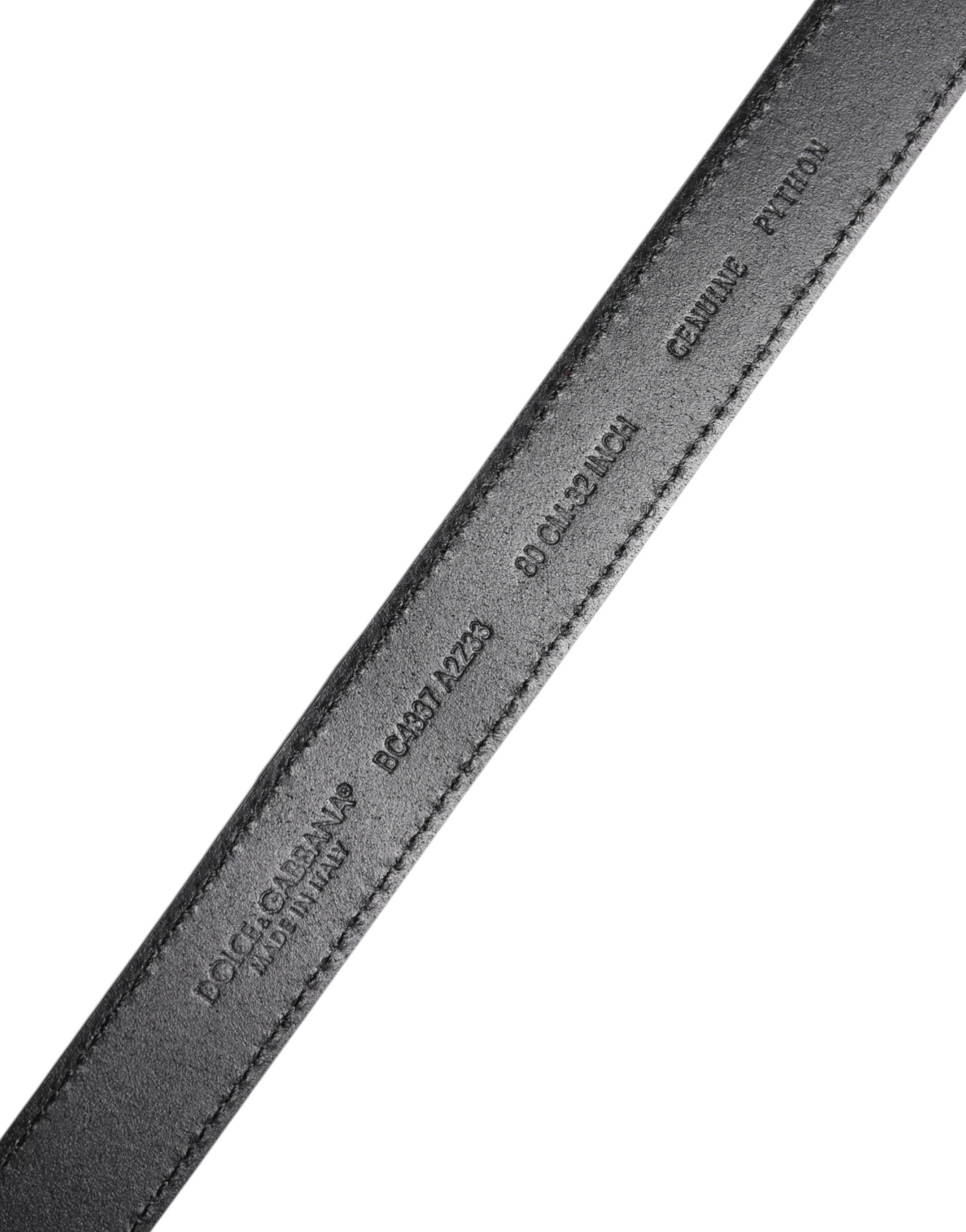 Exotic Leather Brass Metal Buckle Men's Belt - Dolce & Gabbana - Modalova