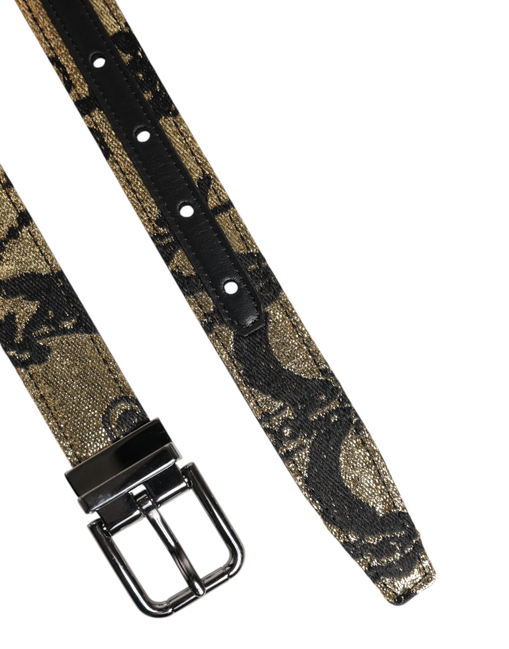 Jacquard Leather Metal Buckle Men's Belt - Dolce & Gabbana - Modalova