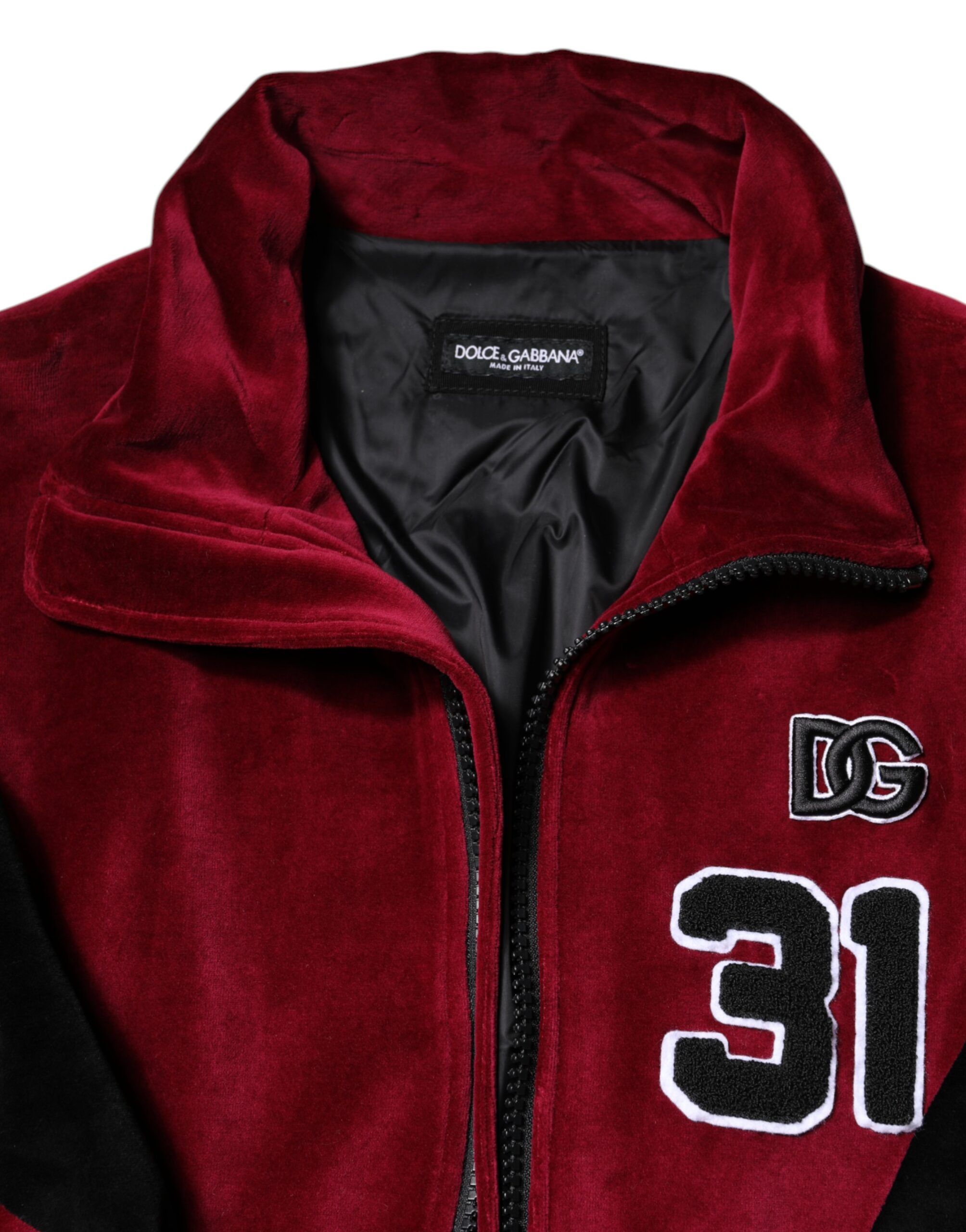 Red Black Cotton Logo FullZip Bomber Men's Jacket - Dolce & Gabbana - Modalova
