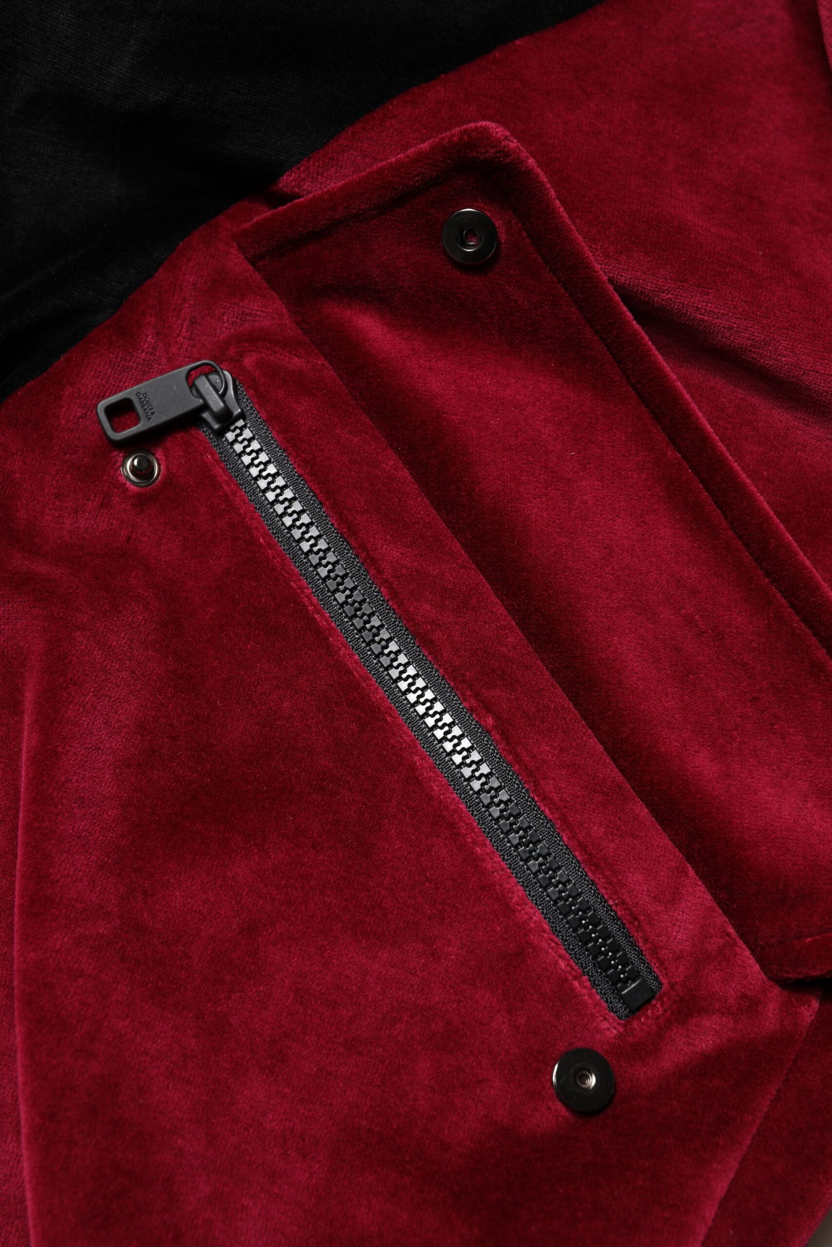 Red Black Cotton Logo FullZip Bomber Men's Jacket - Dolce & Gabbana - Modalova