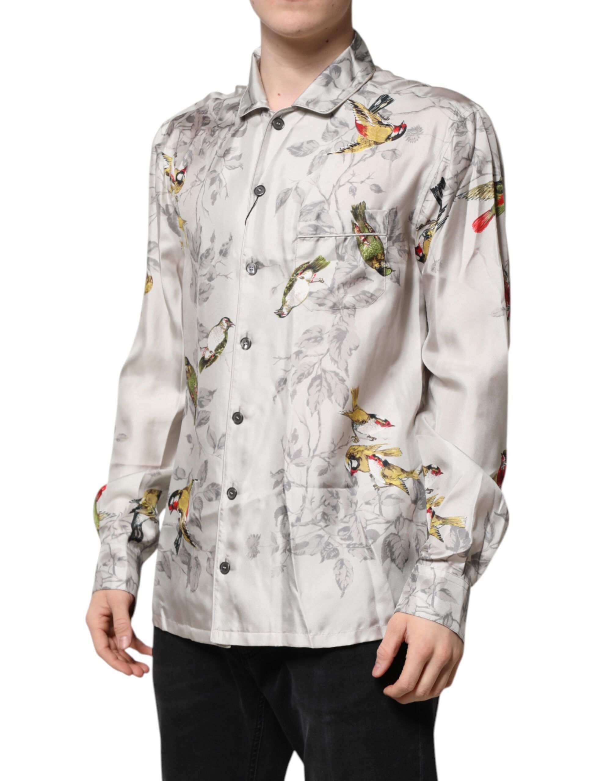 Silk Printed Button Down Men's Shirt - Dolce & Gabbana - Modalova
