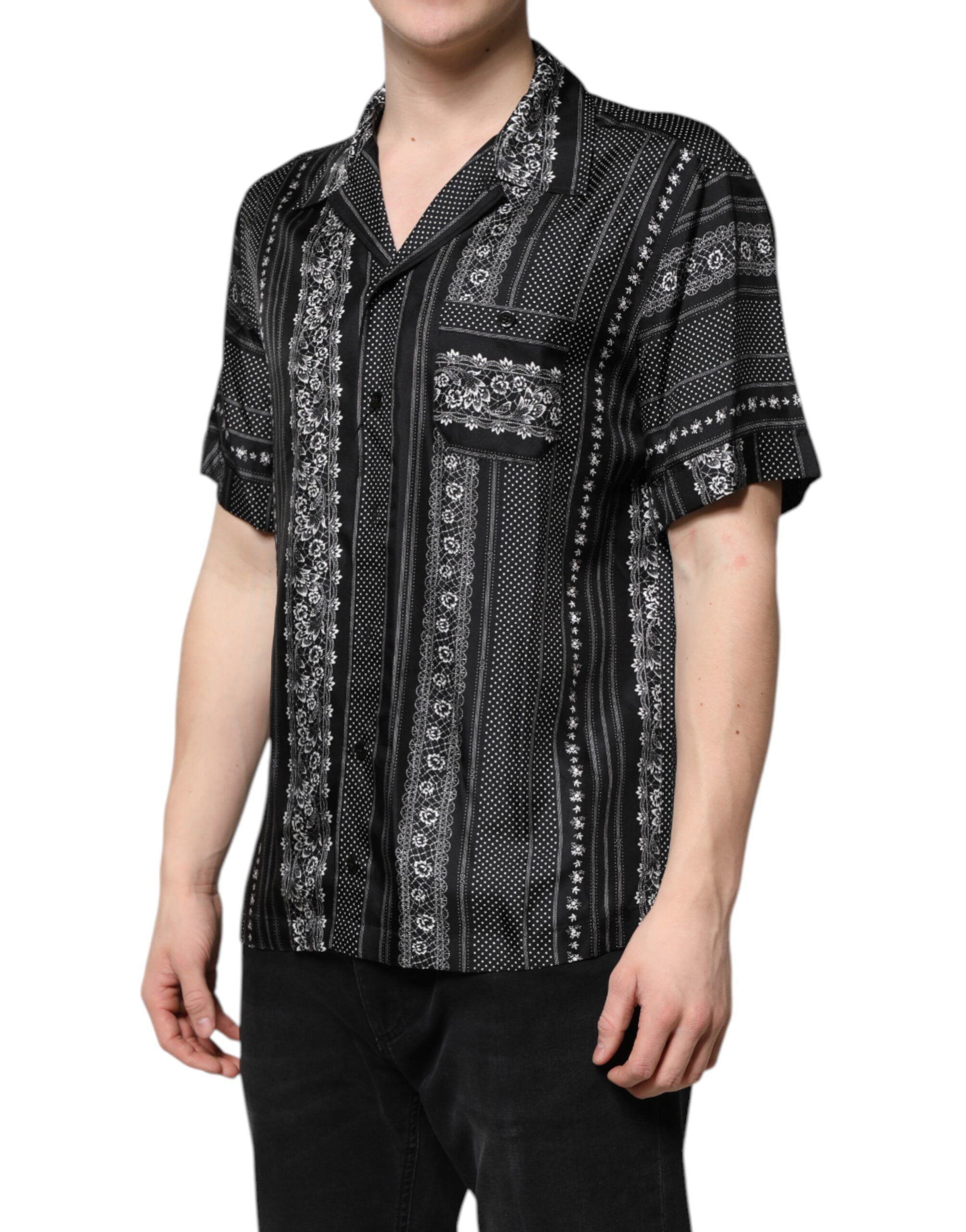 Silk Floral Print Short Sleeves Men's Shirt - Dolce & Gabbana - Modalova