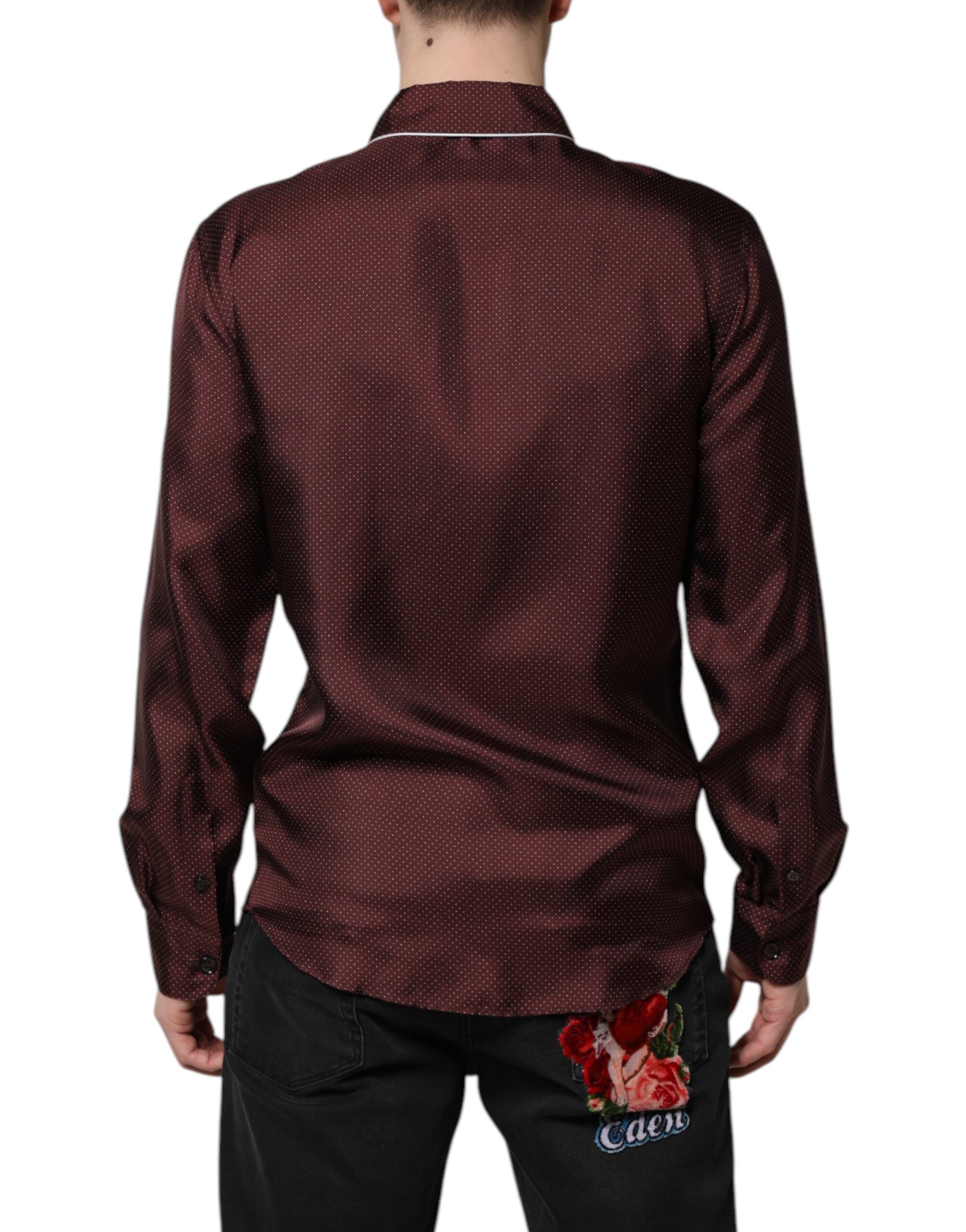 Silk Dotted Long Sleeves Men's Shirt - Dolce & Gabbana - Modalova