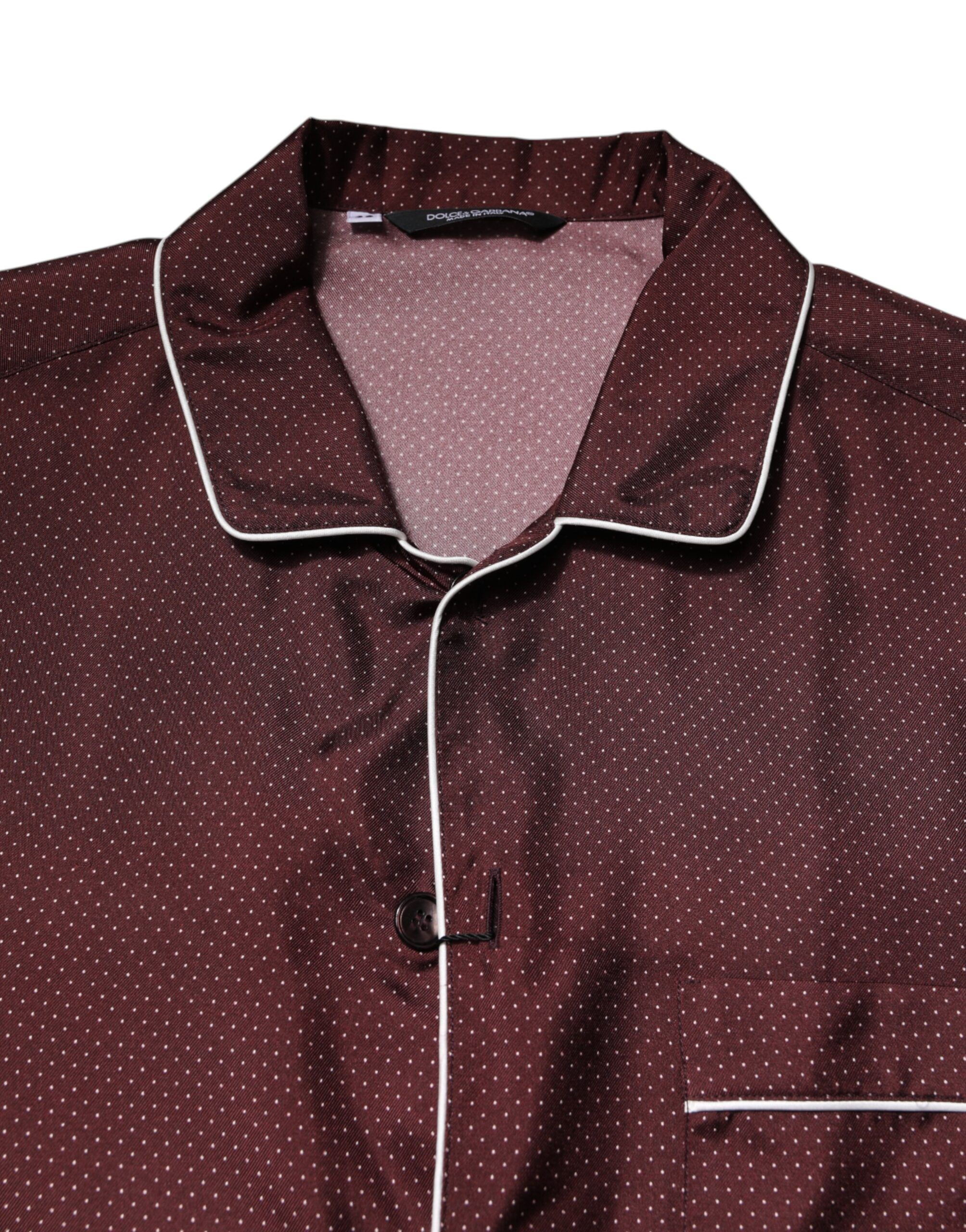 Silk Dotted Long Sleeves Men's Shirt - Dolce & Gabbana - Modalova