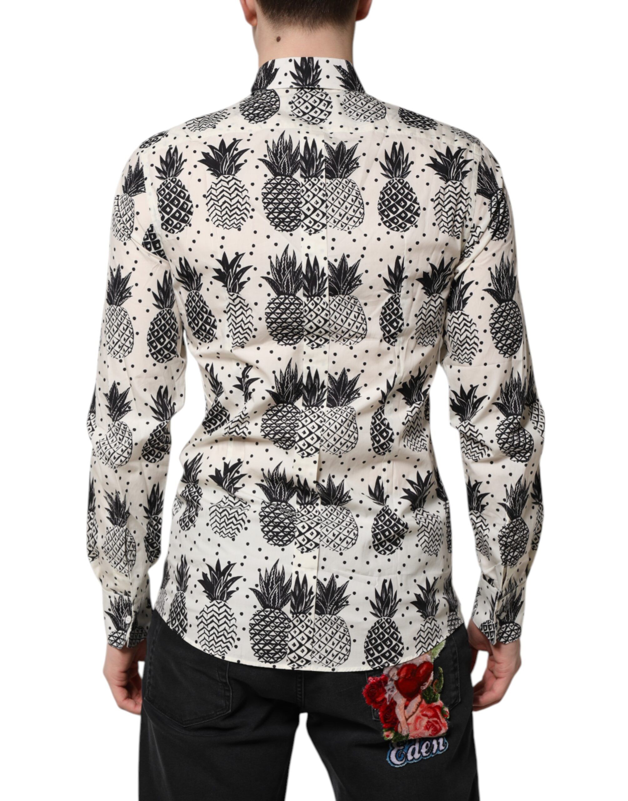 Pineapple Print Long Sleeve GOLD Men's Shirt - Dolce & Gabbana - Modalova