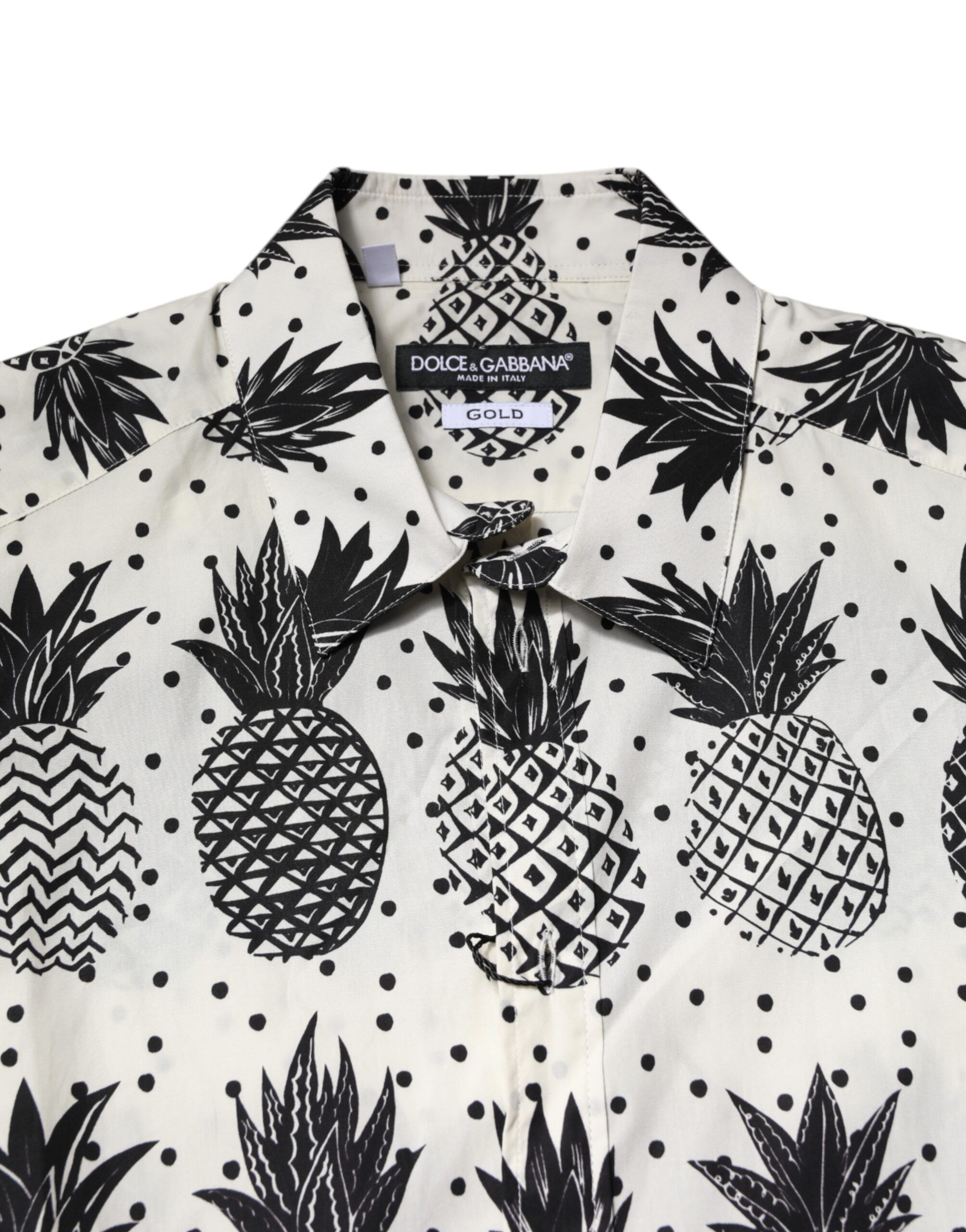 Pineapple Print Long Sleeve GOLD Men's Shirt - Dolce & Gabbana - Modalova