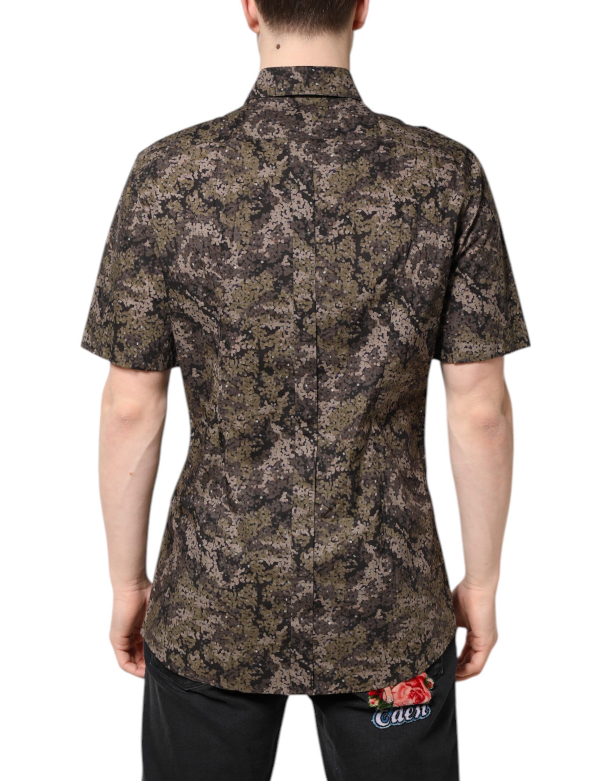 Camouflage Button Down GOLD Men's Shirt - Dolce & Gabbana - Modalova