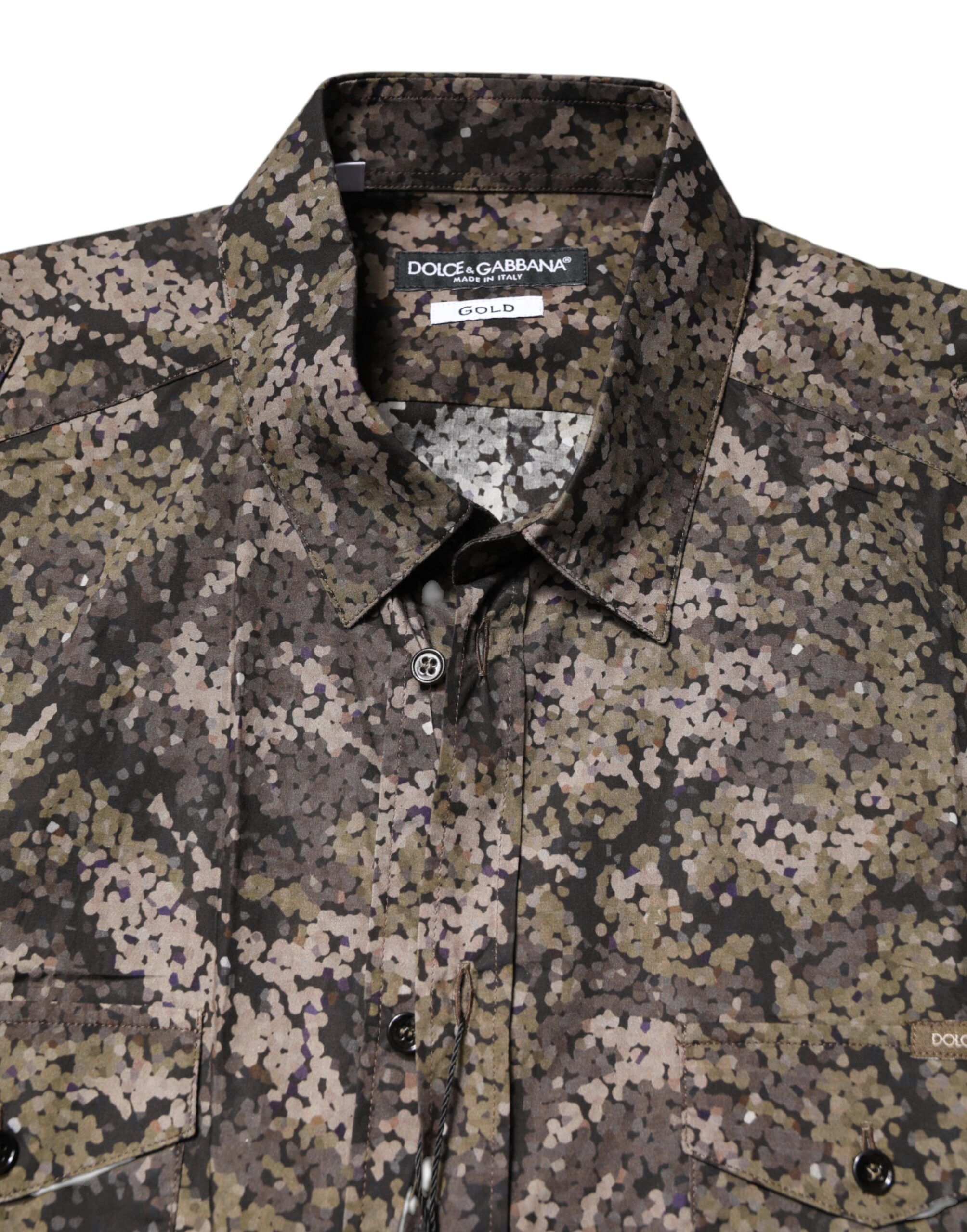 Camouflage Button Down GOLD Men's Shirt - Dolce & Gabbana - Modalova