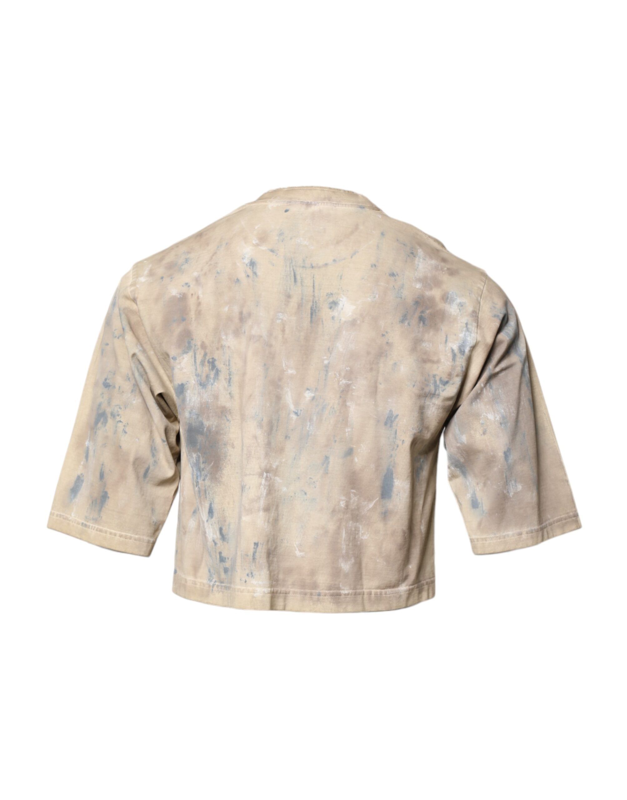 Tie Dye DG Embroidery Cropped Men's T-shirt - Dolce & Gabbana - Modalova