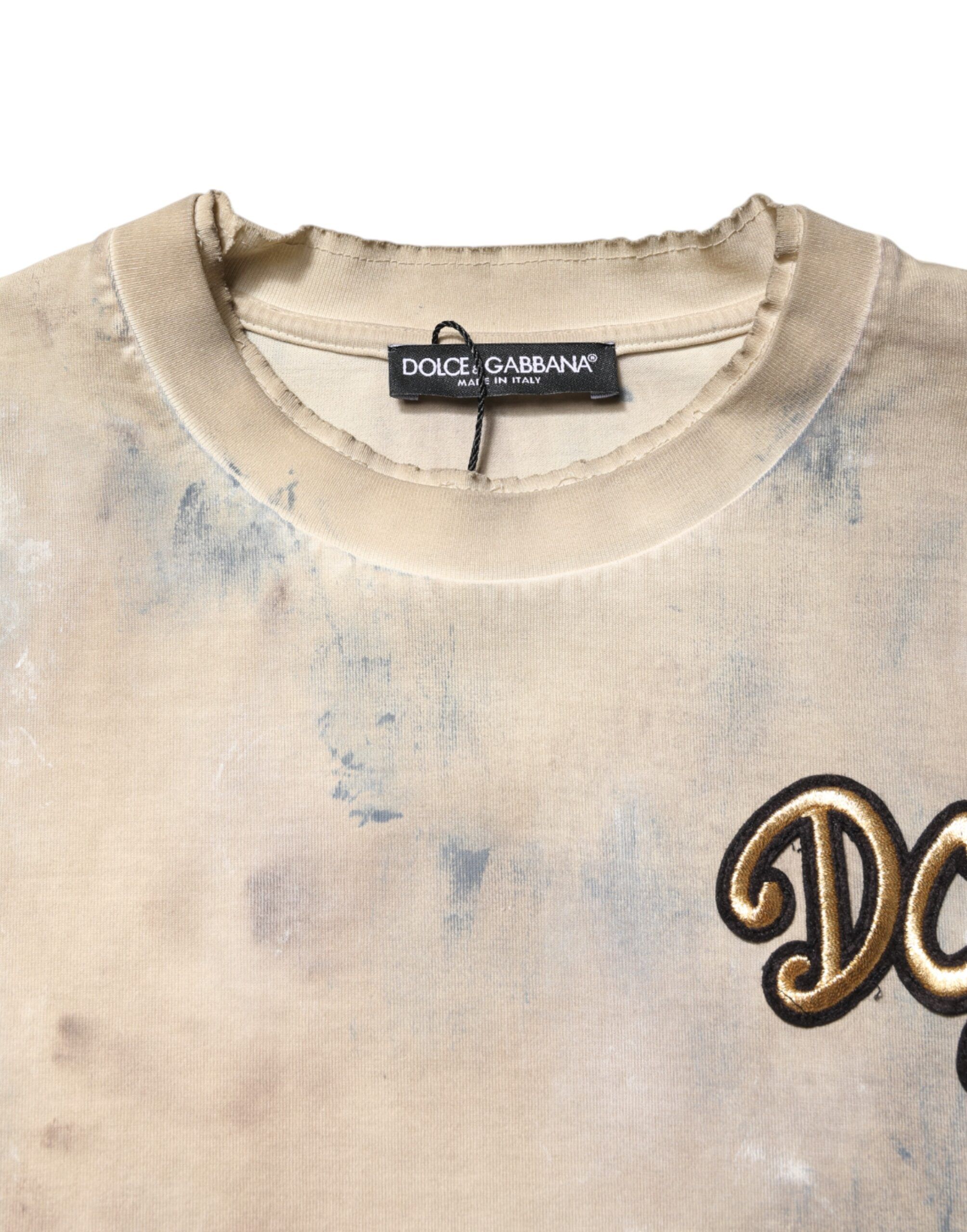 Tie Dye DG Embroidery Cropped Men's T-shirt - Dolce & Gabbana - Modalova
