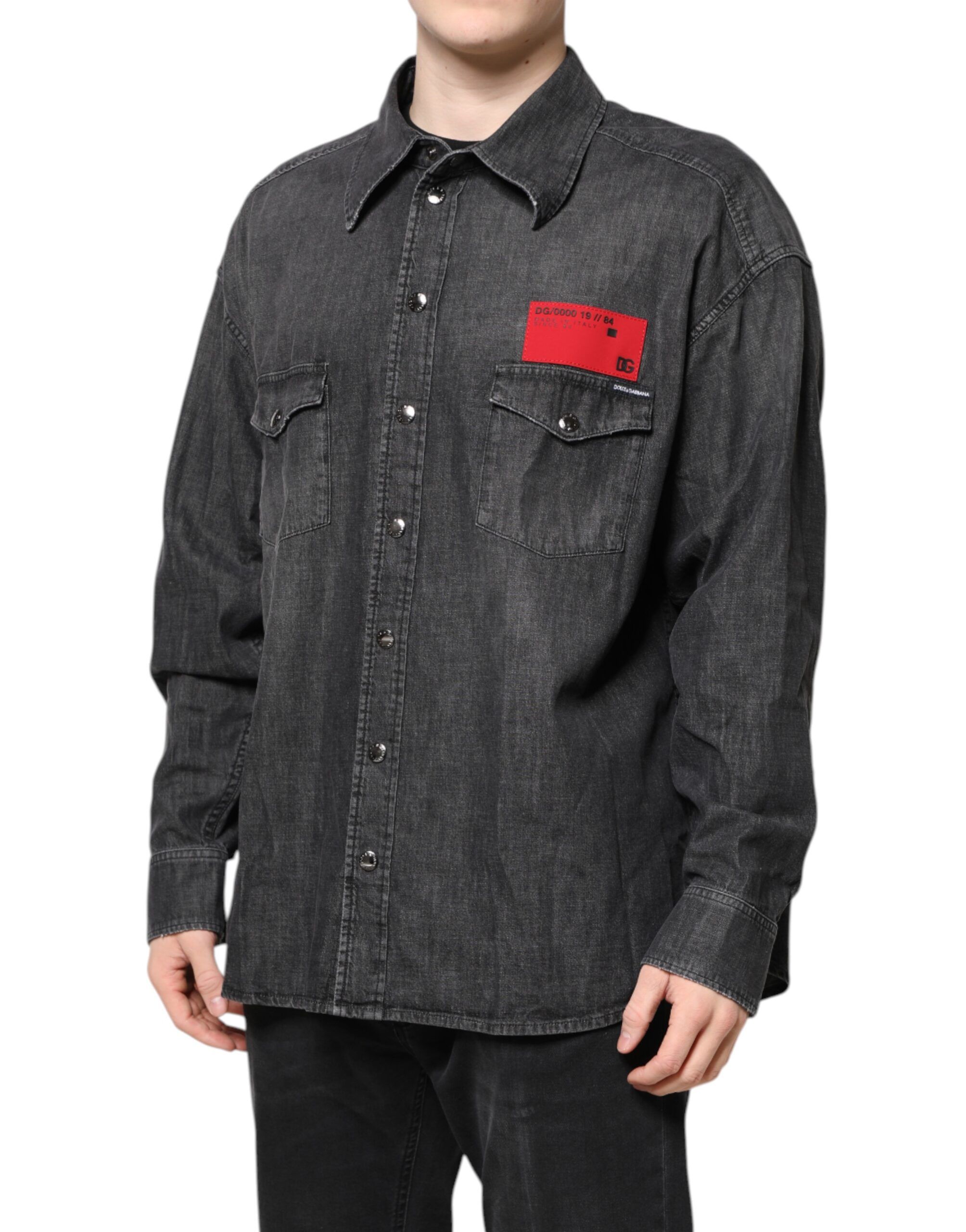 Gray Long Sleeves Button Down Denim Men's Shirt - Dolce & Gabbana - Modalova