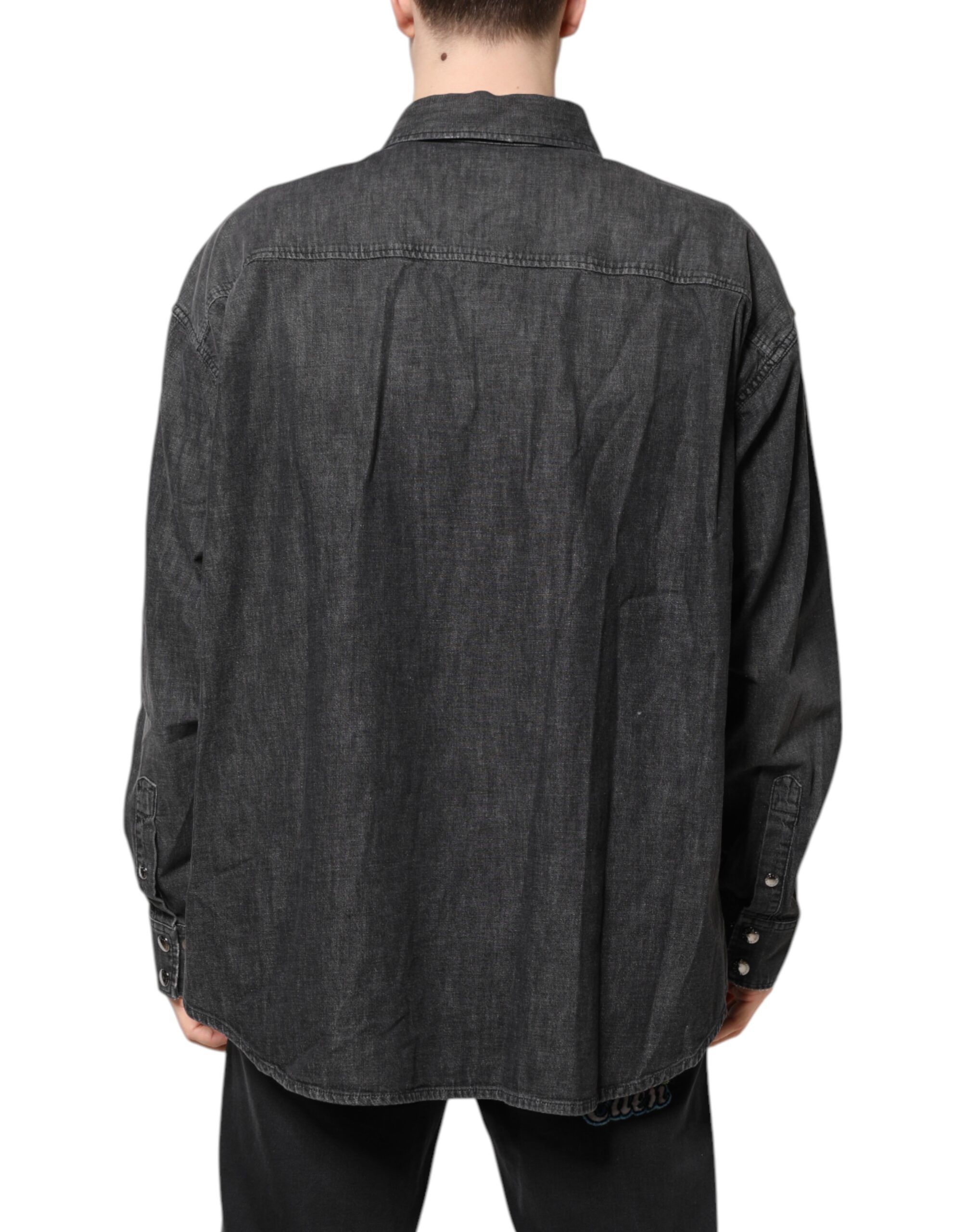 Gray Long Sleeves Button Down Denim Men's Shirt - Dolce & Gabbana - Modalova