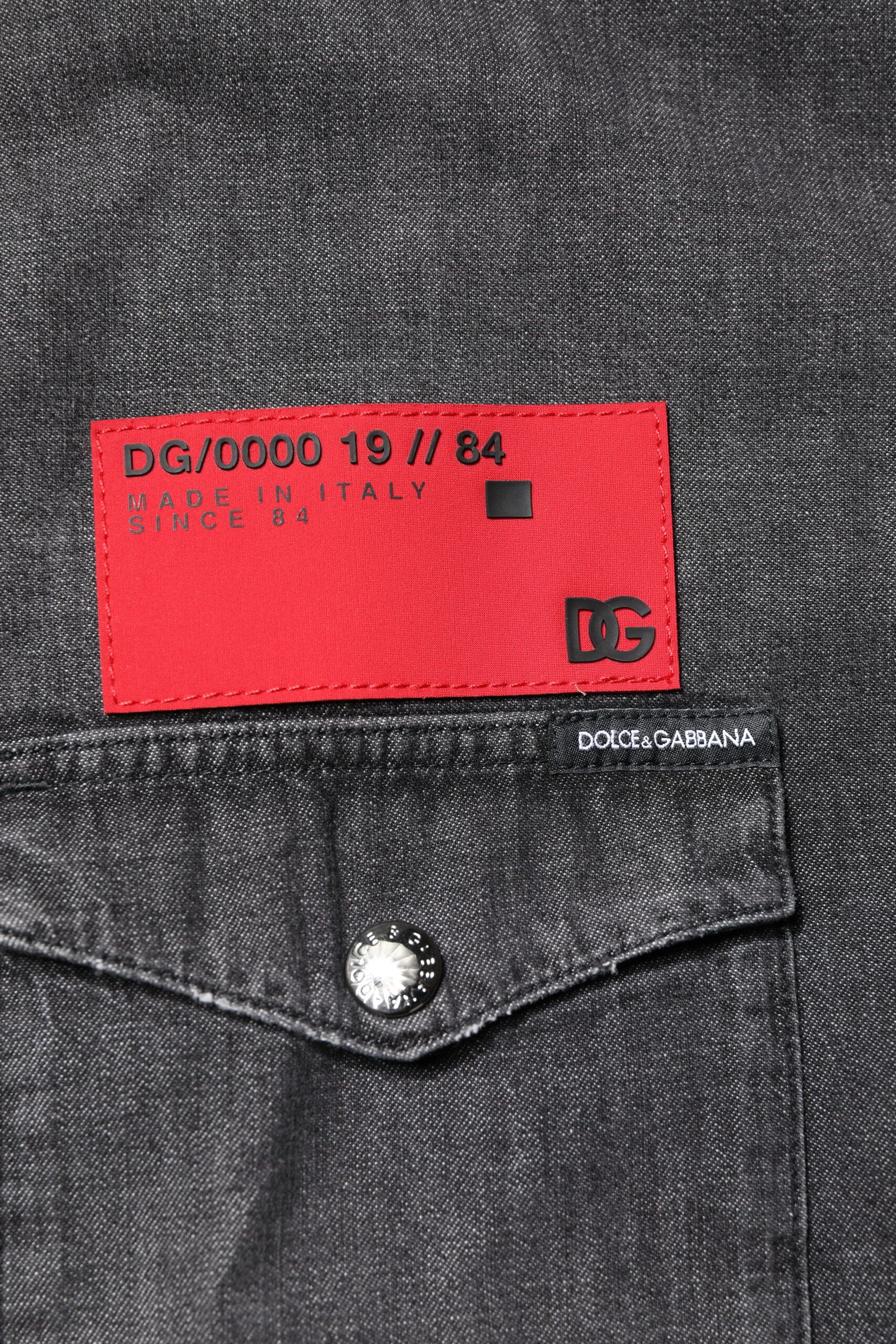 Gray Long Sleeves Button Down Denim Men's Shirt - Dolce & Gabbana - Modalova
