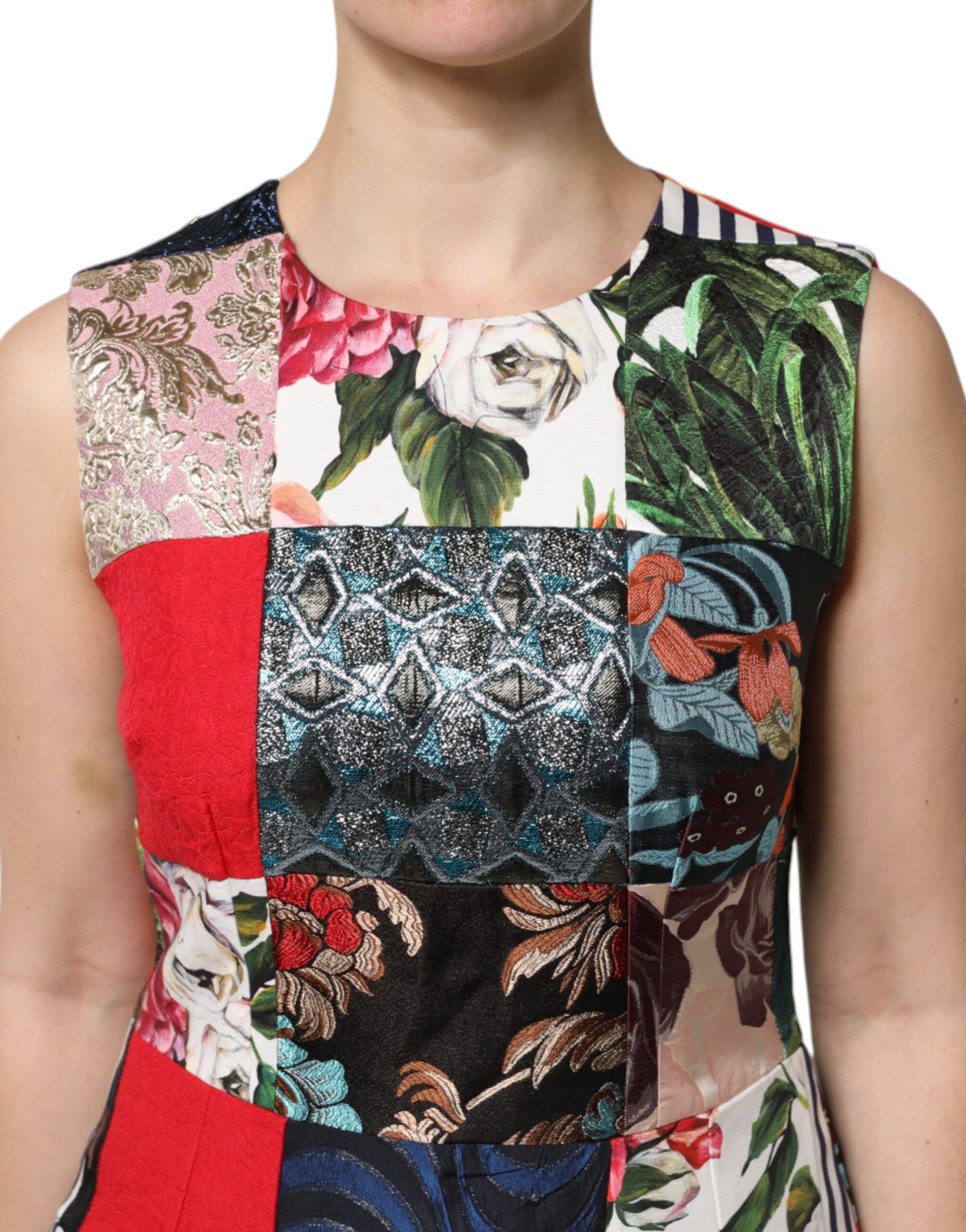 Patchwork Sleeveless Sheath Women's Dress - Dolce & Gabbana - Modalova