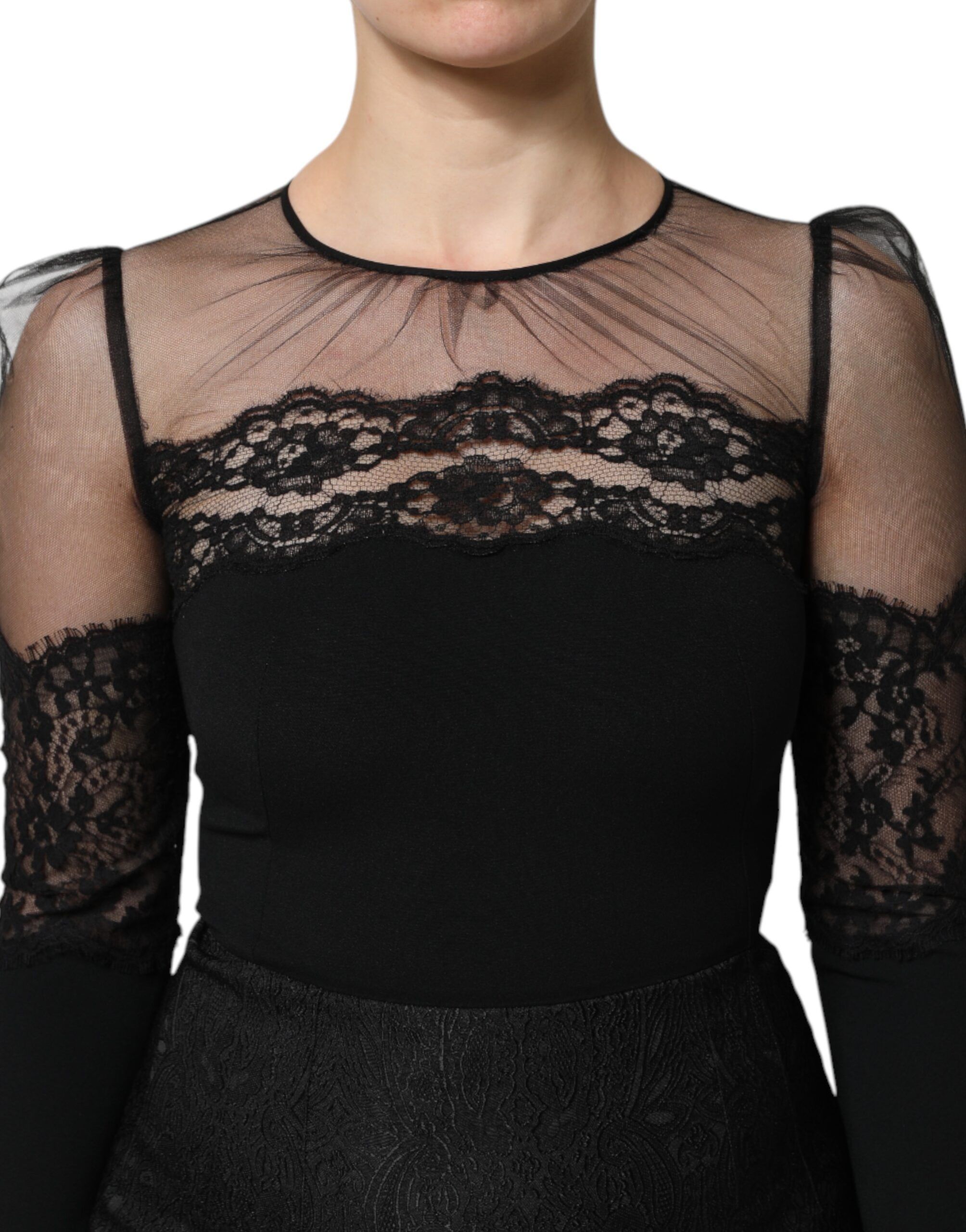 Lace Trim Nylon Tulle Sheath Midi Women's Dress (Pre-Owned) - Dolce & Gabbana - Modalova