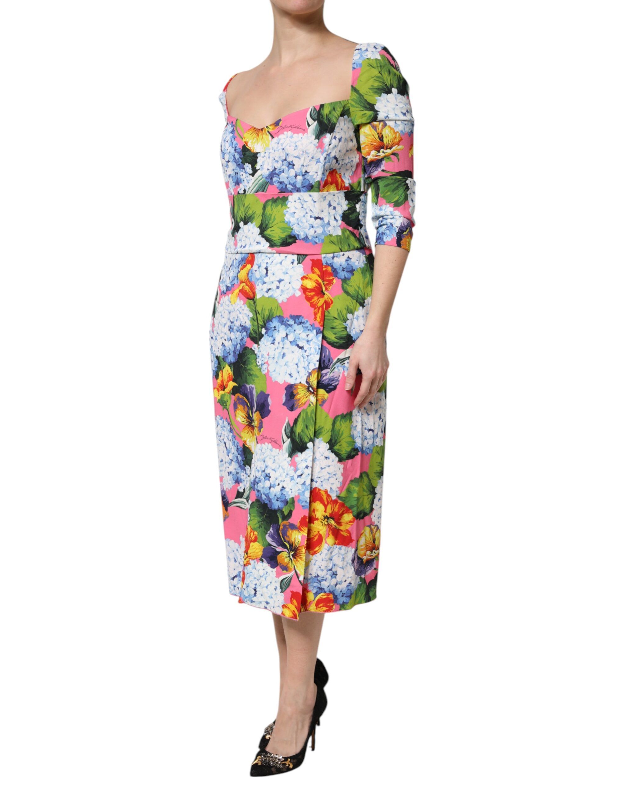 Floral Pleated Sheath Midi Women's Dress - Dolce & Gabbana - Modalova