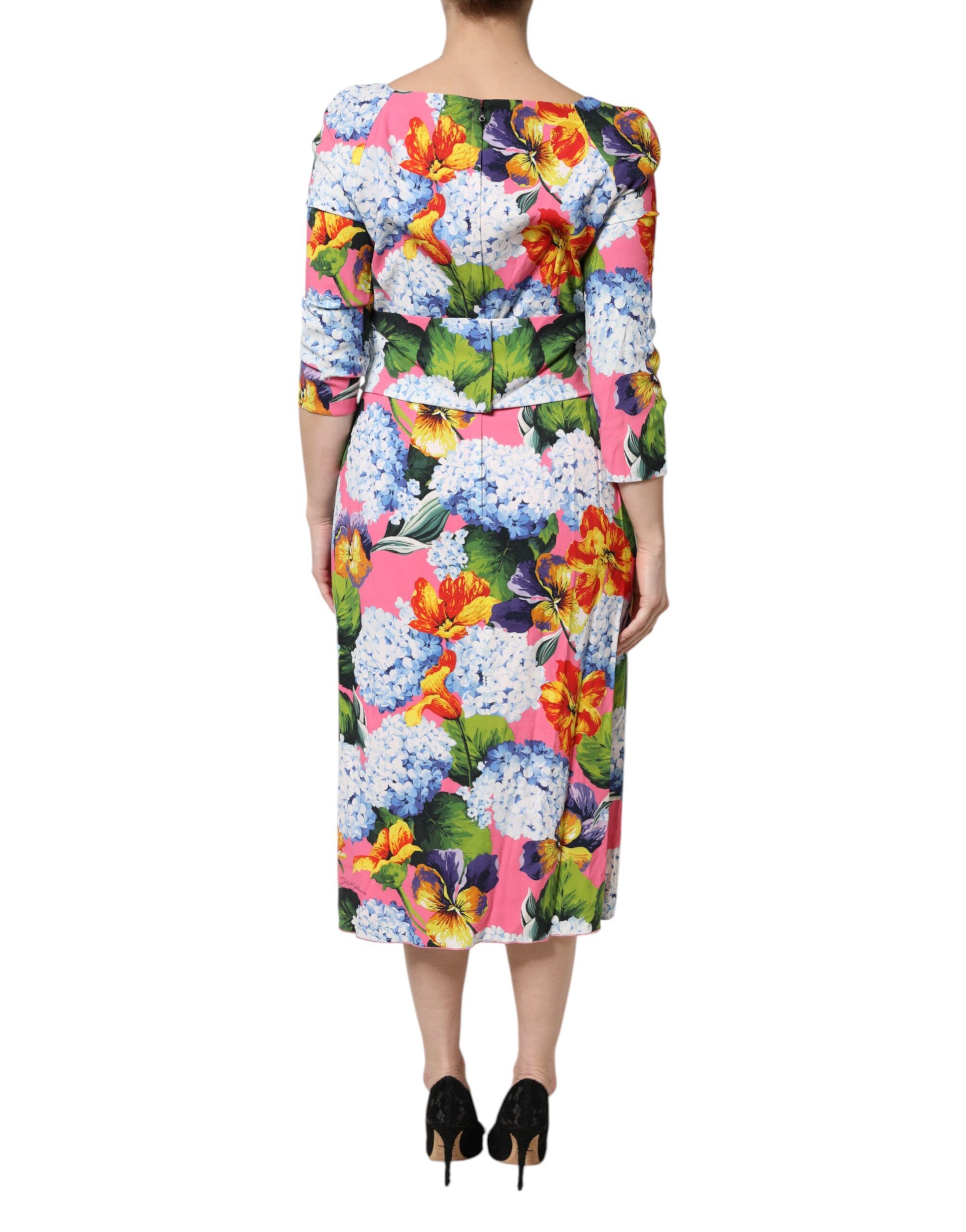 Floral Pleated Sheath Midi Women's Dress - Dolce & Gabbana - Modalova