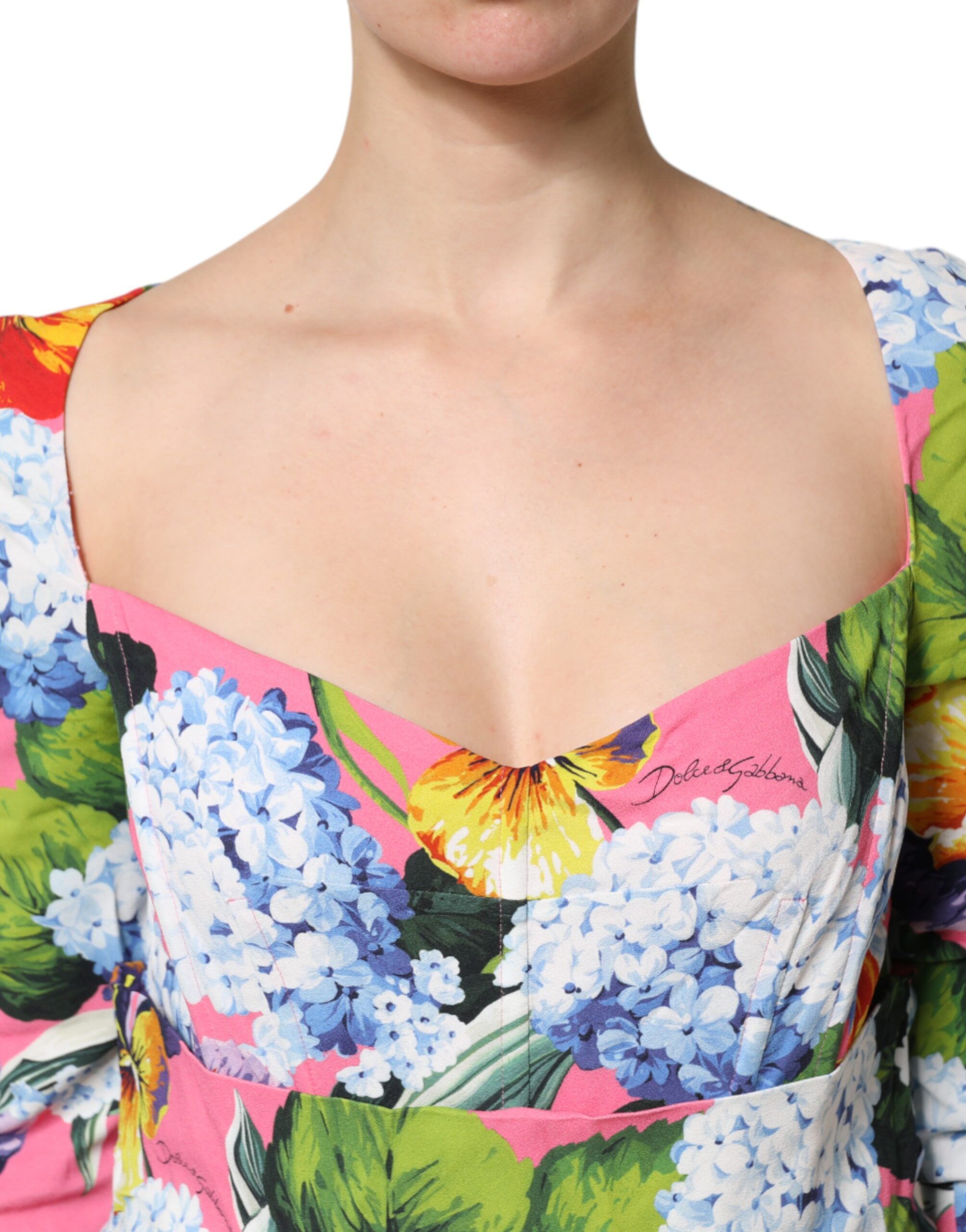 Floral Pleated Sheath Midi Women's Dress - Dolce & Gabbana - Modalova
