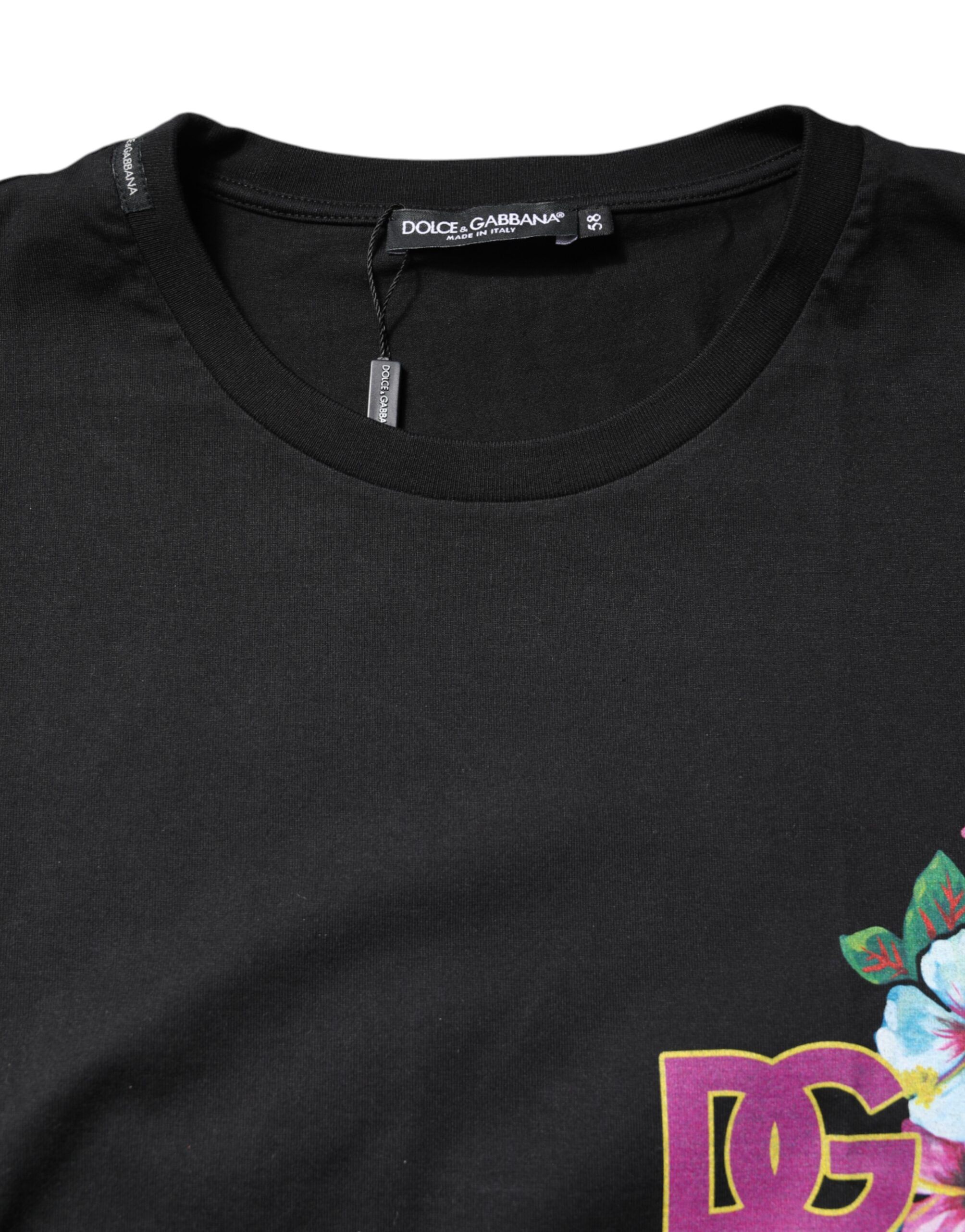 DG Floral Print Crew Neck Men's T-shirt - Dolce & Gabbana - Modalova
