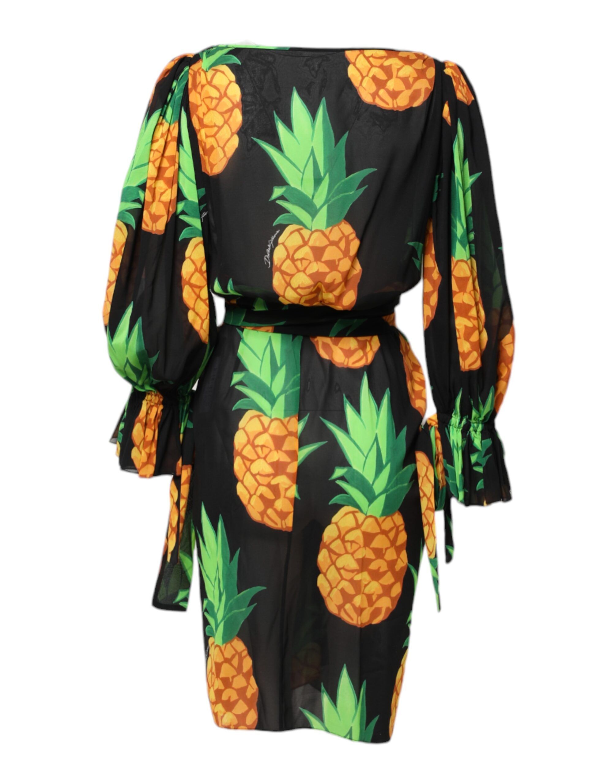 Pineapple Print Silk Wrap Mini Women's Dress - Dolce & Gabbana - Modalova