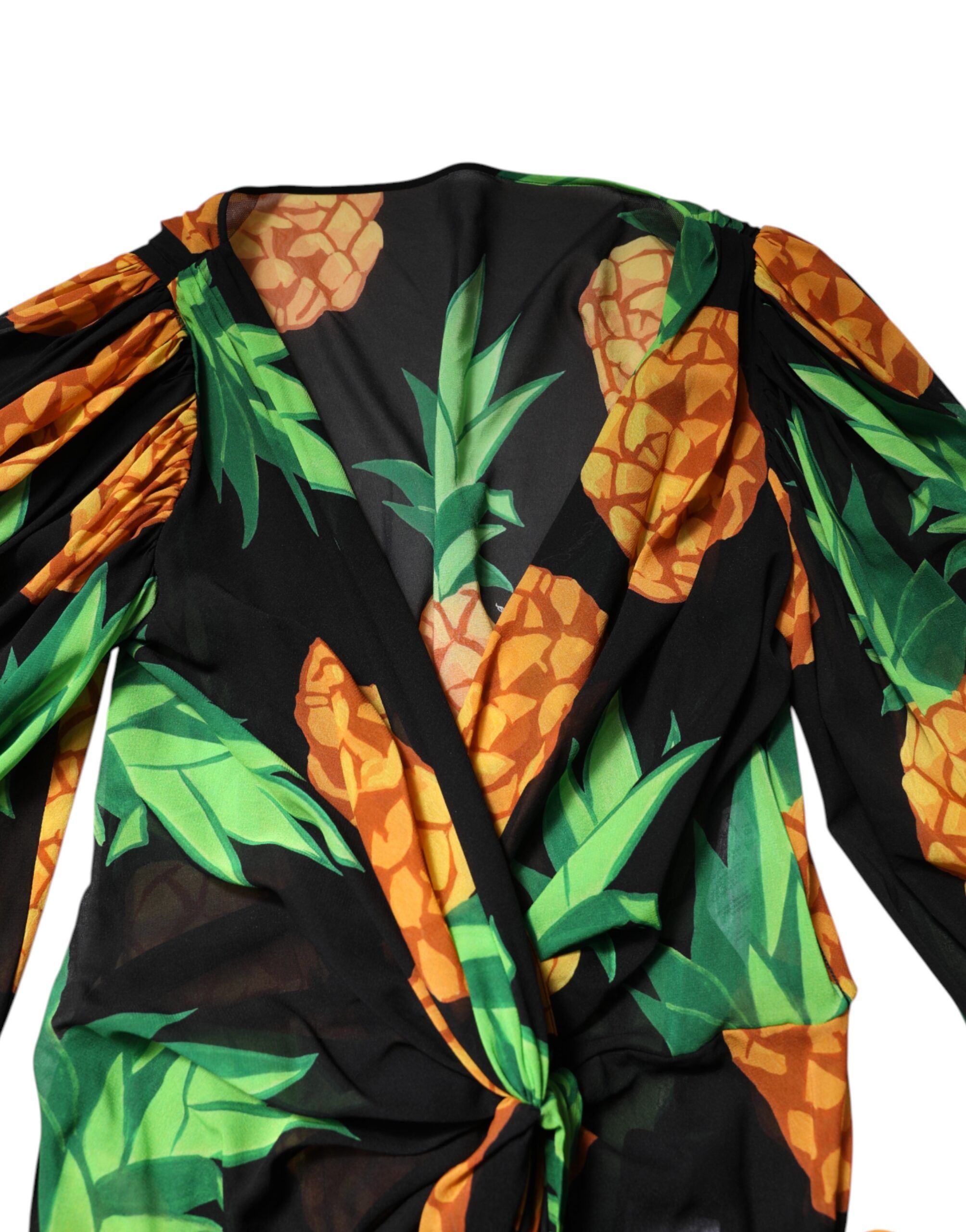 Pineapple Print Silk Wrap Mini Women's Dress - Dolce & Gabbana - Modalova