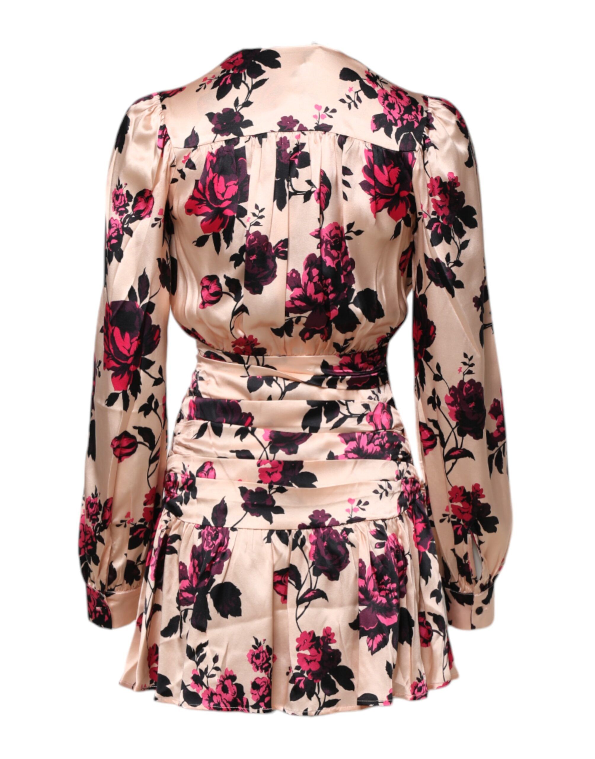 Floral Silk Long Sleeves V-neck Wrap Mini Women's Dress (Pre-Owned) - Laneus - Modalova