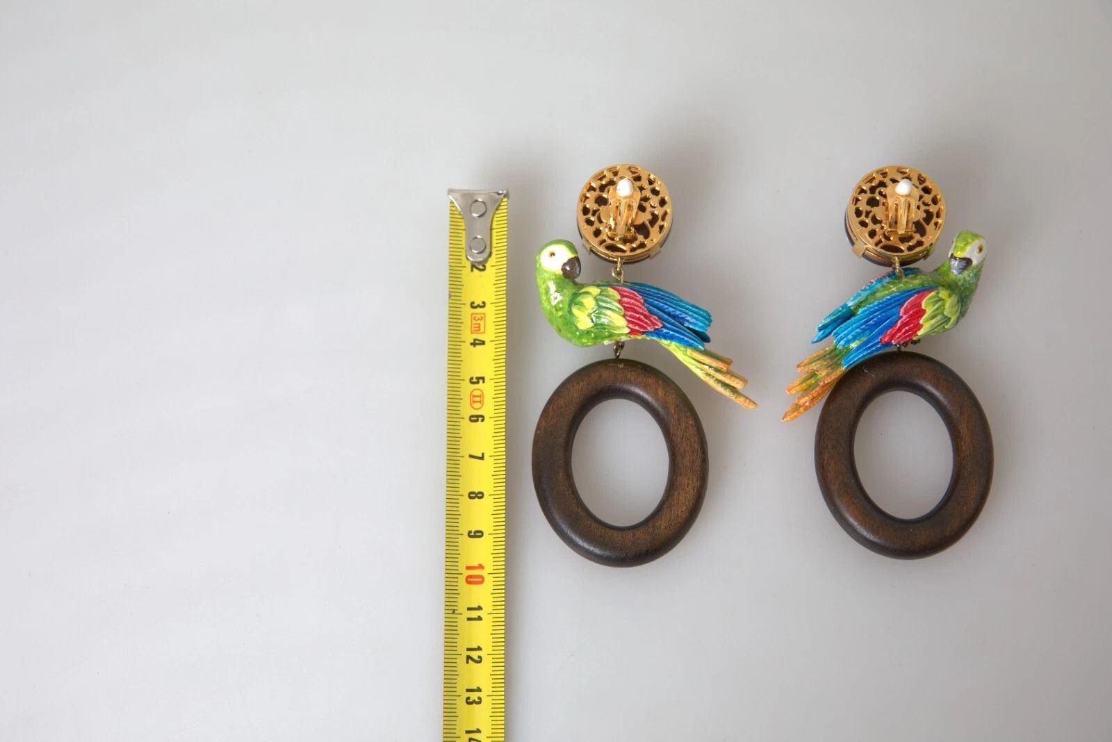 Parrot Wood Brass Crystal Embellished Women's Earrings (Pre-Owned) - Dolce & Gabbana - Modalova