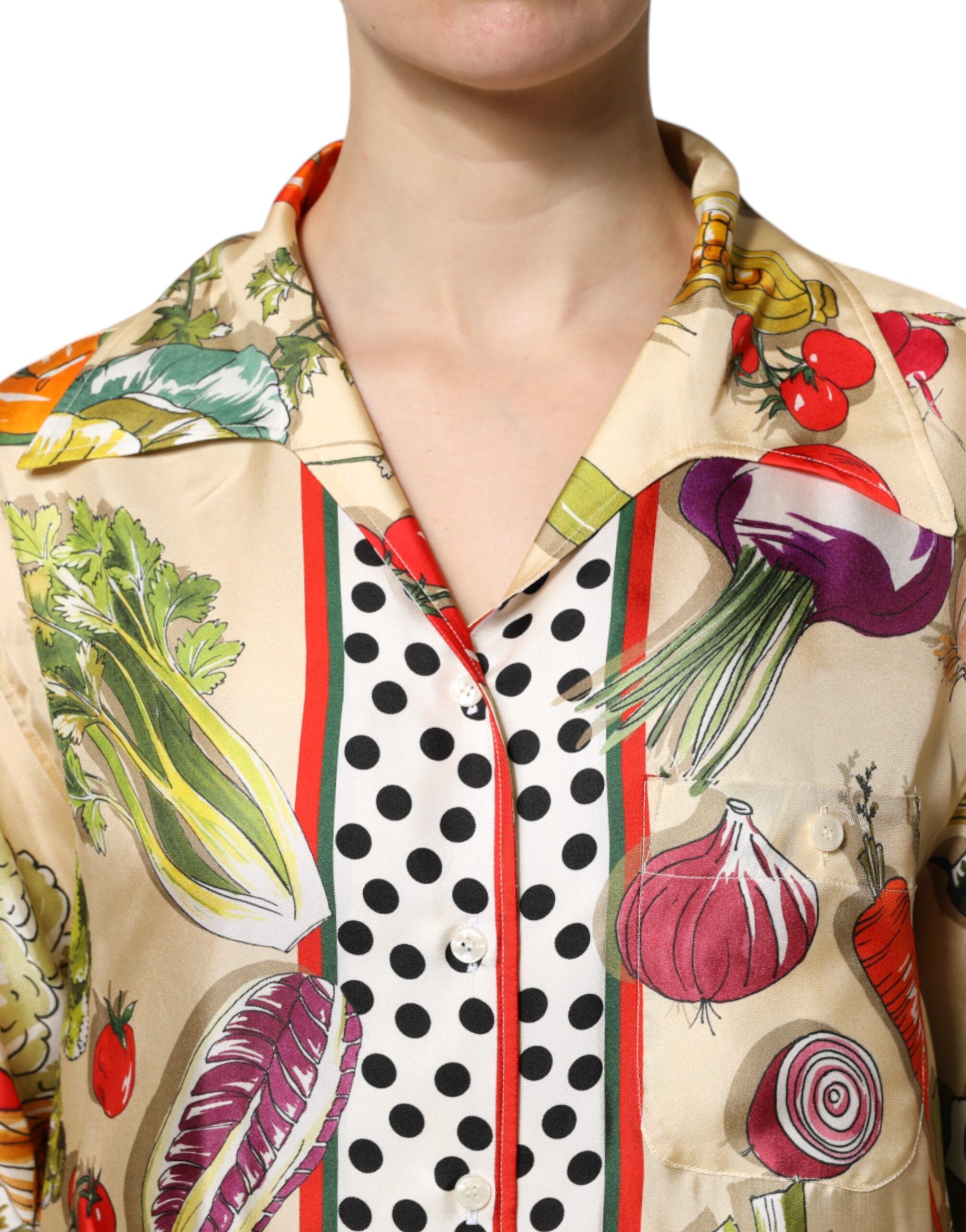 Vegetables Silk Long Sleeves Women's Top - Dolce & Gabbana - Modalova