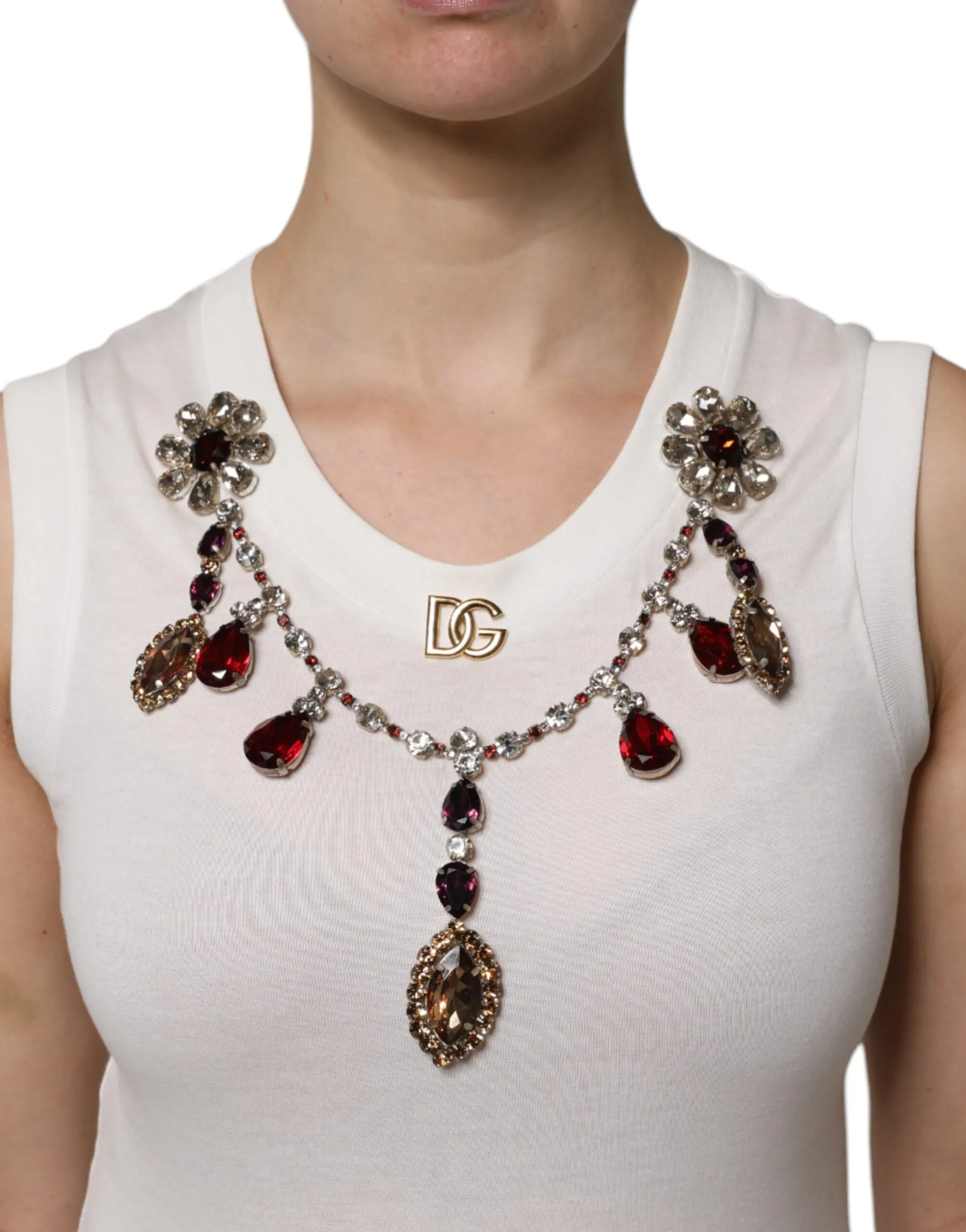 Cotton Logo Crystal Detailing Tank Women's Top (Pre-Owned) - Dolce & Gabbana - Modalova