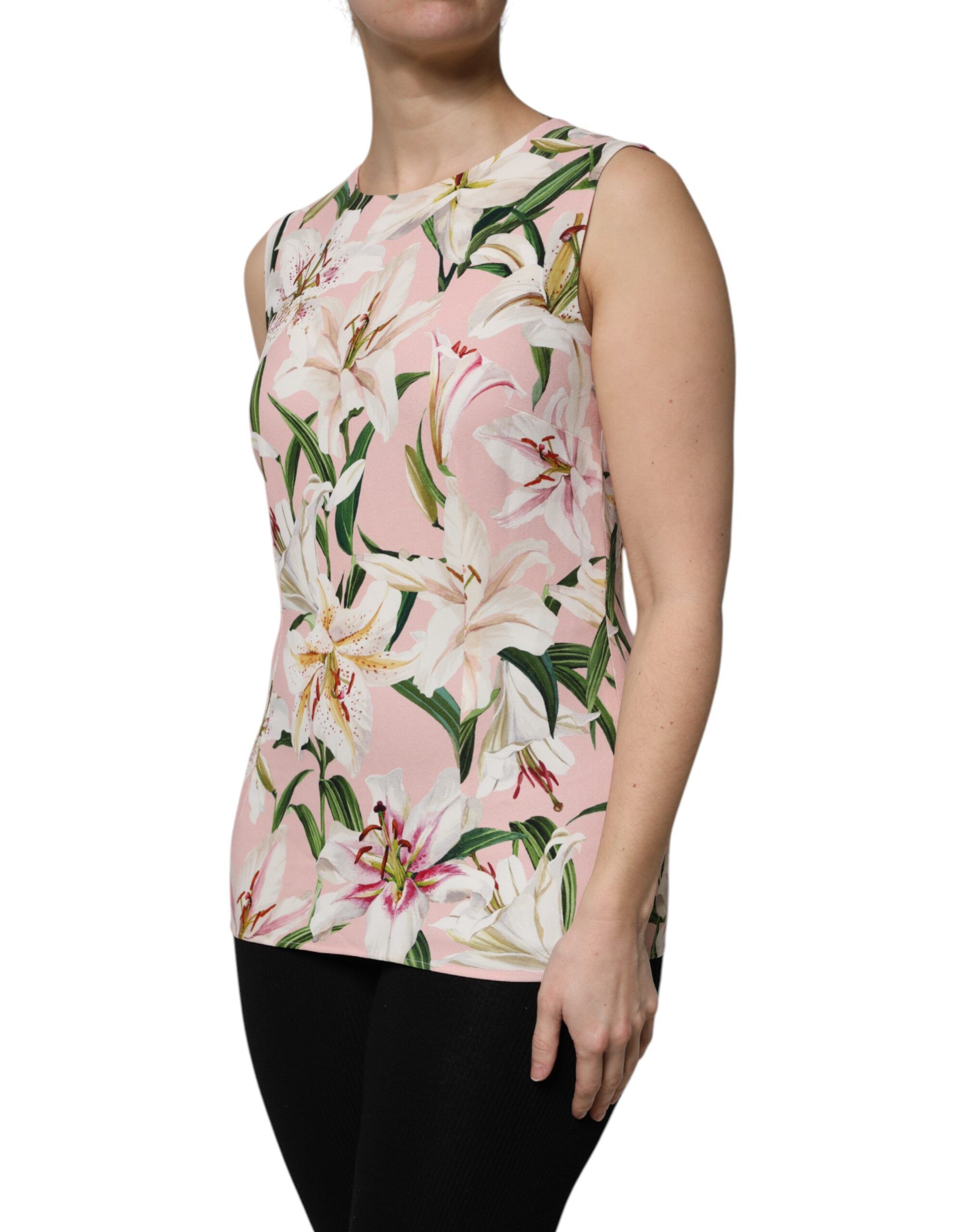 Floral Print Round Neck Tank Women's Top - Dolce & Gabbana - Modalova