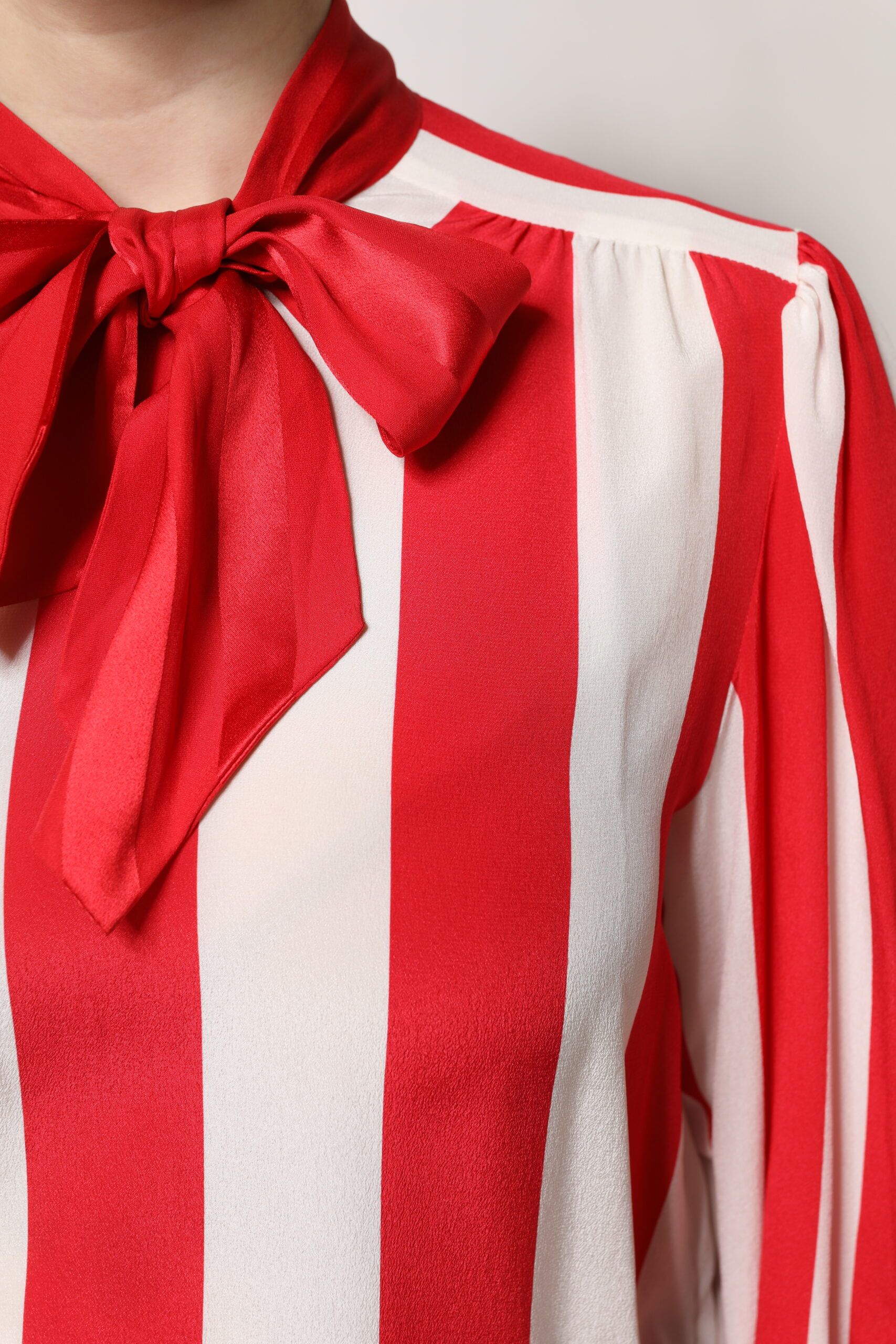 Red White Stripes Ascot Collar Blouse Women's Top - Dolce & Gabbana - Modalova