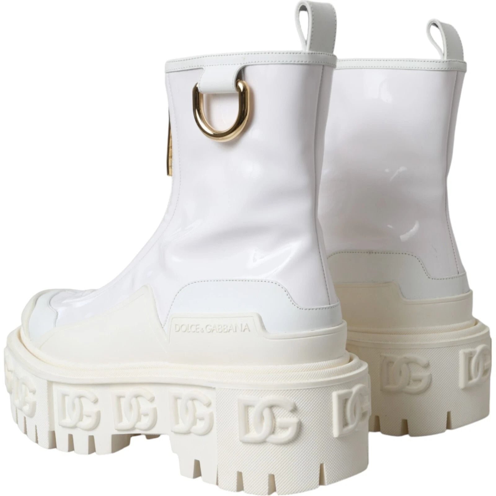 Leather Rubber Logo Ankle Boots Women's Shoes (Pre-Owned) - Dolce & Gabbana - Modalova