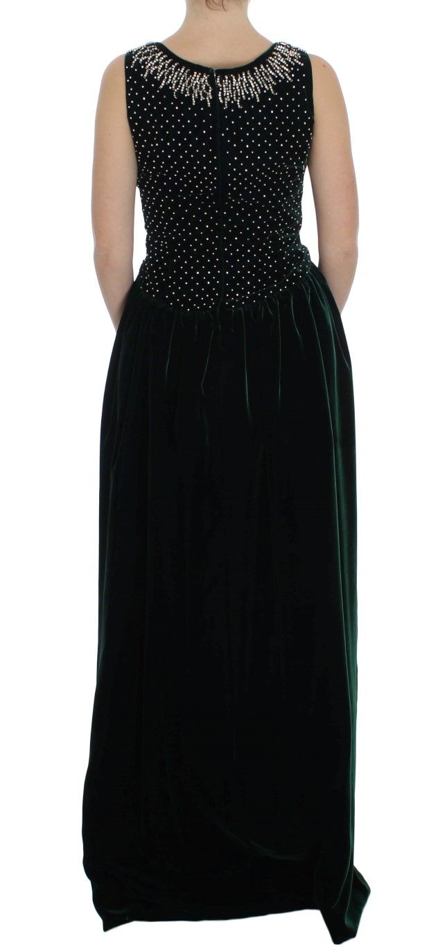 Green Velvet Crystal Long Maxi Women's Dress - Dolce & Gabbana - Modalova