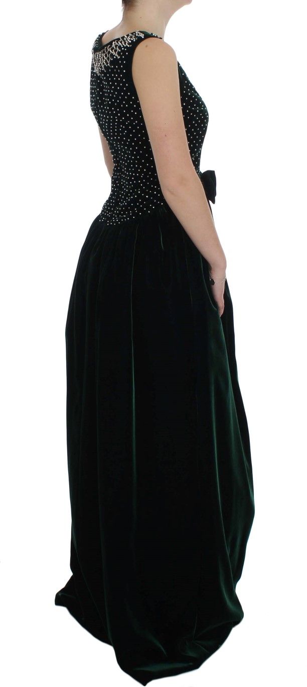 Green Velvet Crystal Long Maxi Women's Dress - Dolce & Gabbana - Modalova