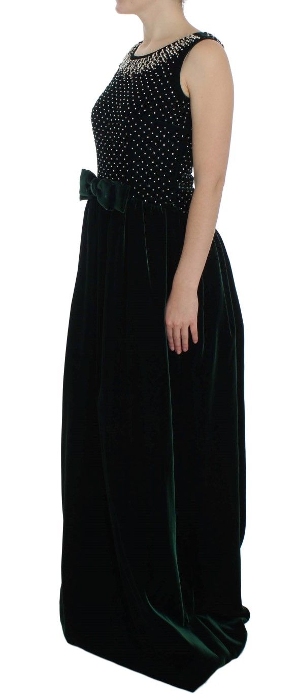 Green Velvet Crystal Long Maxi Women's Dress - Dolce & Gabbana - Modalova